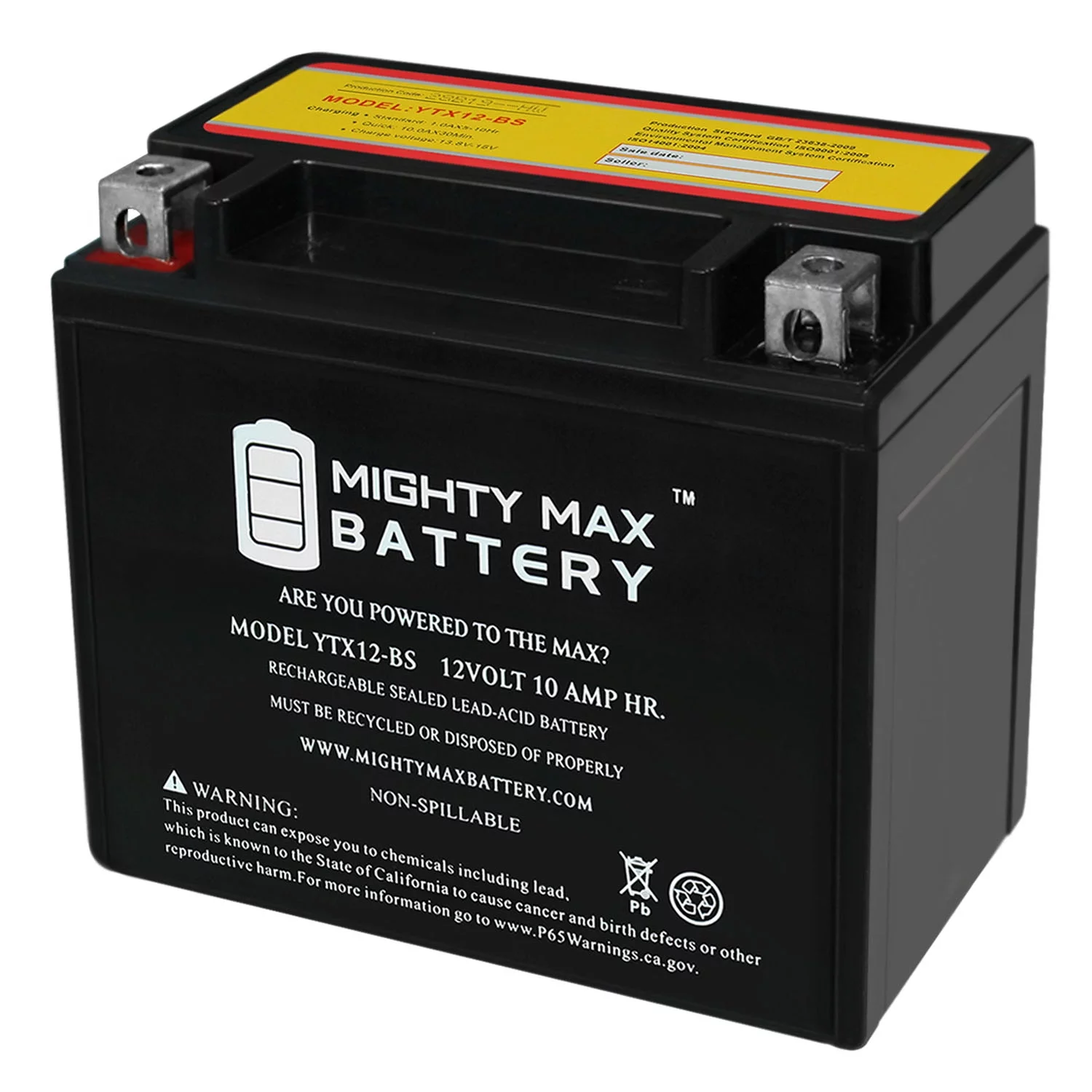 YTX12-BS 12V 10AH Battery for Suzuki VL800 Boulevard C50 01-14 - Inhomebuy