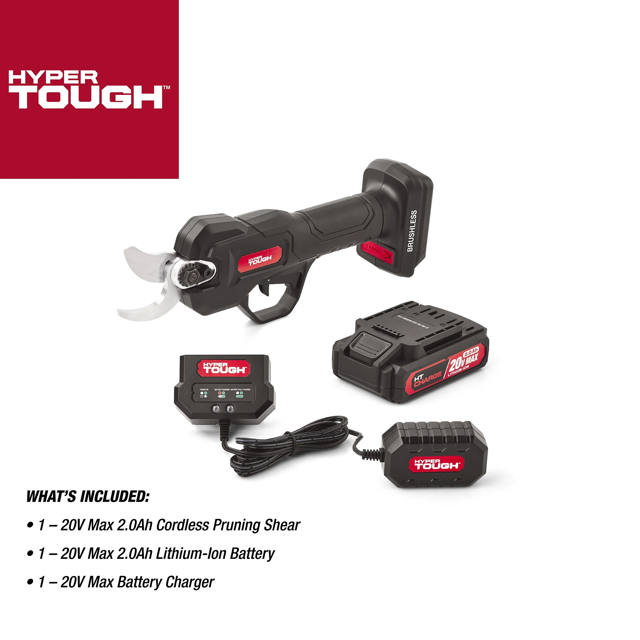 Hyper Tough 20V 2.0Ah Brushless Pruning Shear, HT14-401-003-06 - Inhomebuy