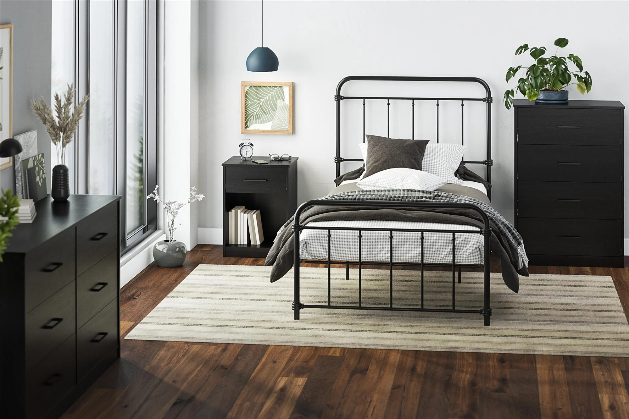 Ameriwood Home BrEZ Build Pearce 4 Drawer Dresser, Black Oak - Inhomebuy