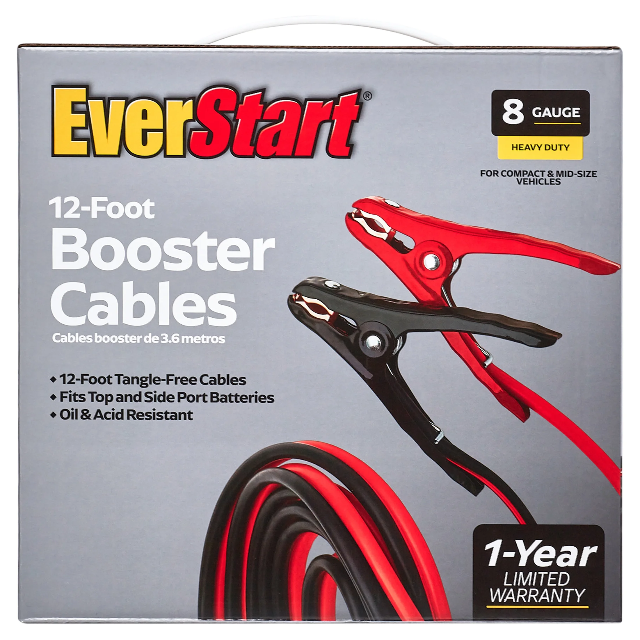 EverStart 8-Gauge Heavy Duty 12-Foot Booster Cables, 165 Amps - Inhomebuy