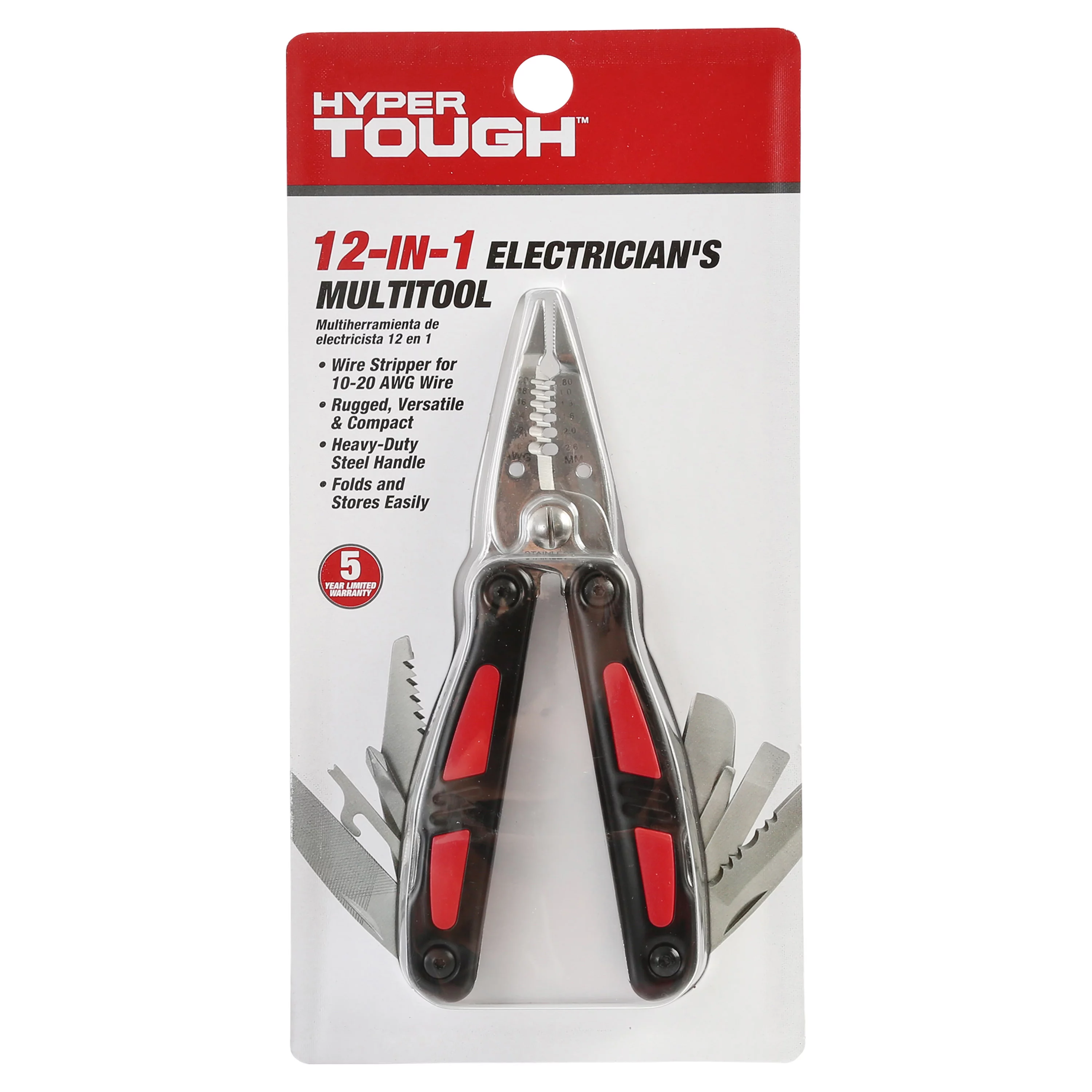 Hyper Tough 12-in-1 Folding Electrician's Multi-Tool - Inhomebuy