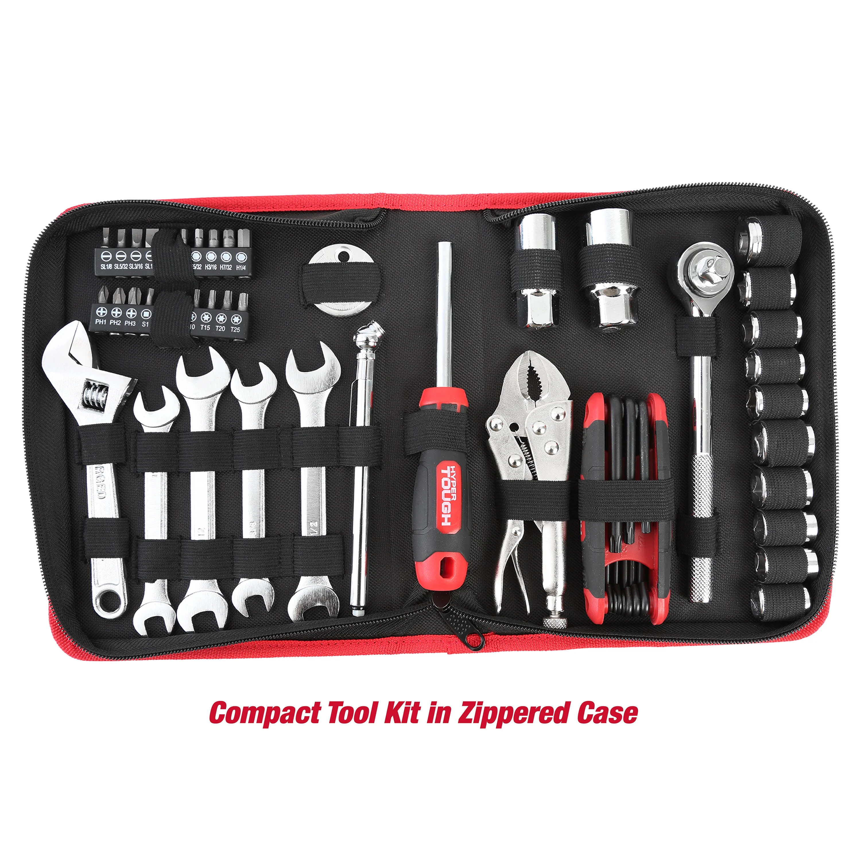 Hyper Tough 51-Piece Auto and Motorcycle Mechanic's Tool Kit, Model 4376V - Inhomebuy