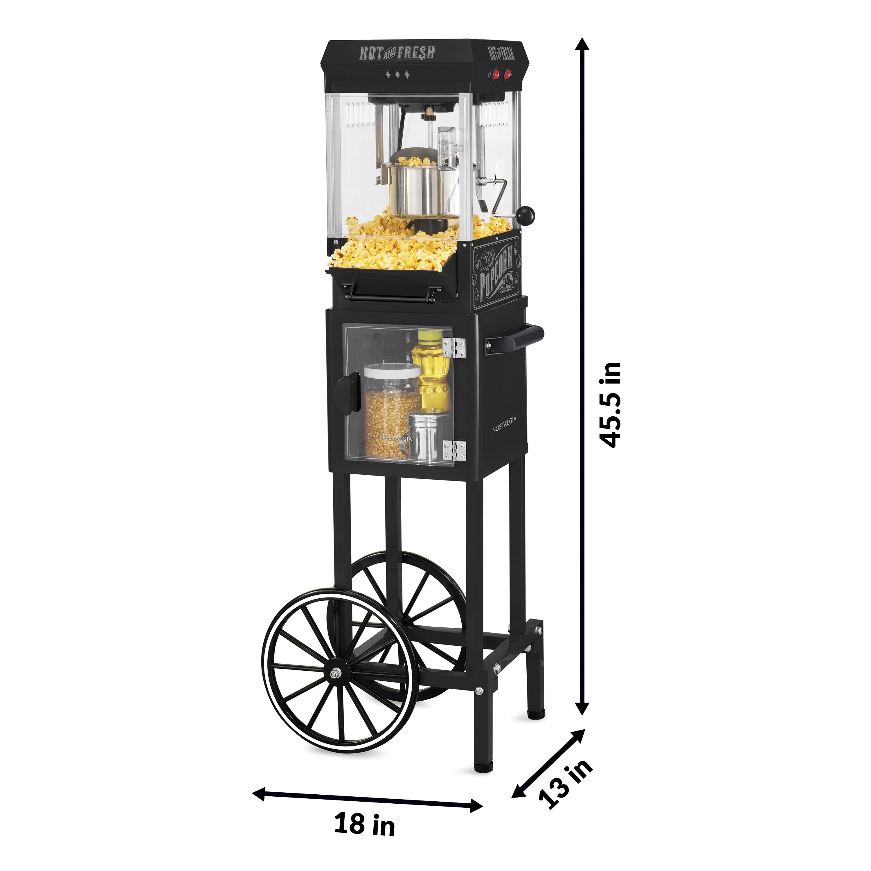 2.5 Ounce Popcorn Cart, 10-Cup, with 5-Quart Popcorn Bowl, 45-Inches Tall - Inhomebuy