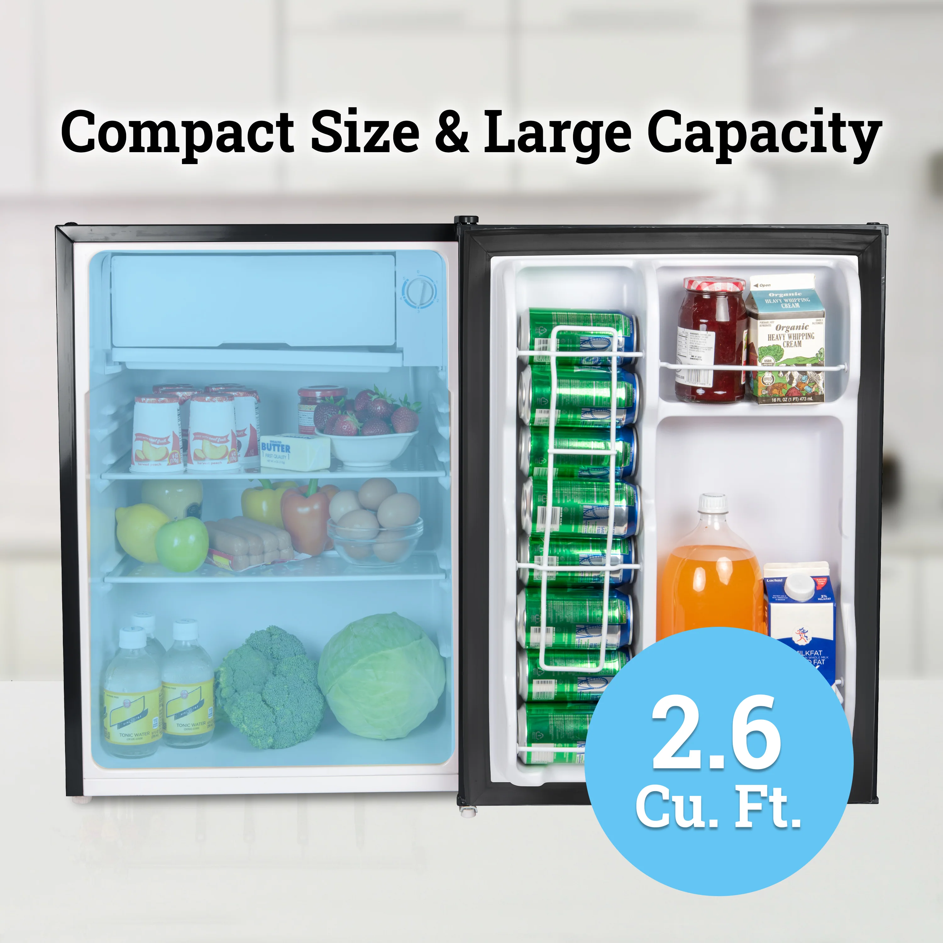 Igloo 2.6 Cu. Ft. Refrigerator w/ Freezer, Black - Inhomebuy