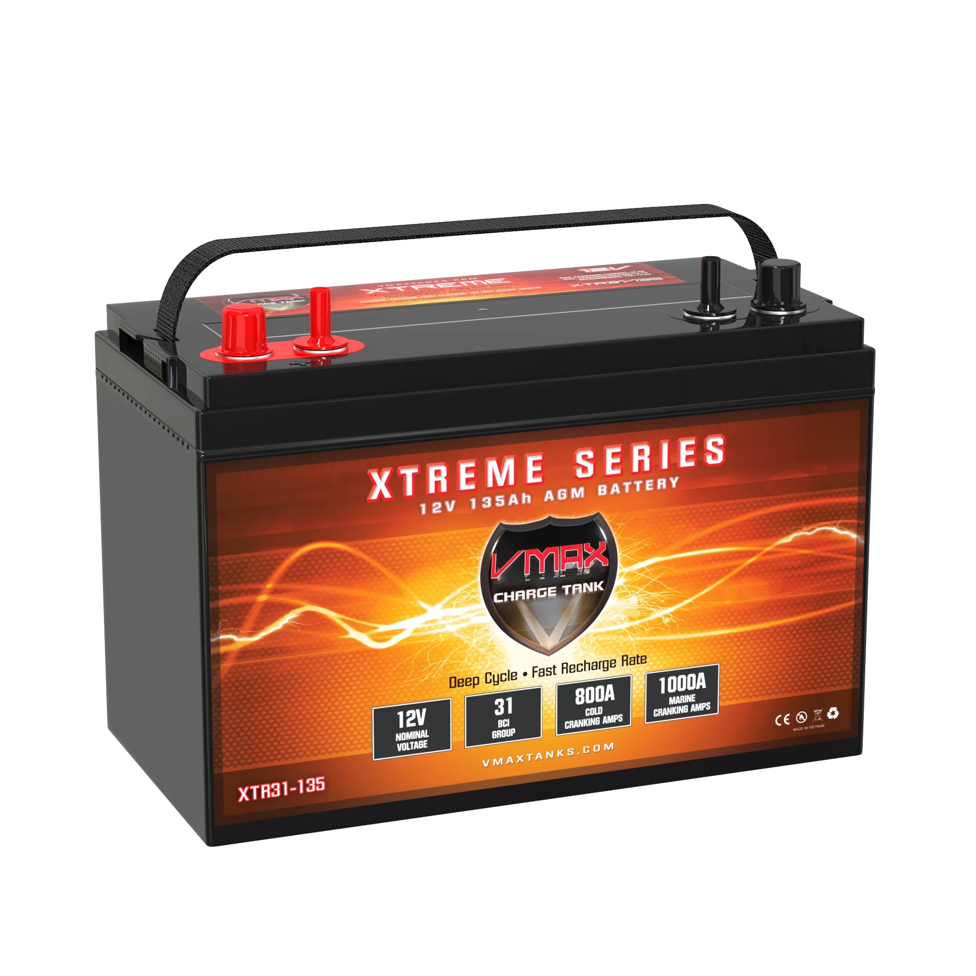Vmax XTR31-135 Kenworth 1700A AGM Group 31 Deep Cycle Battery - Inhomebuy