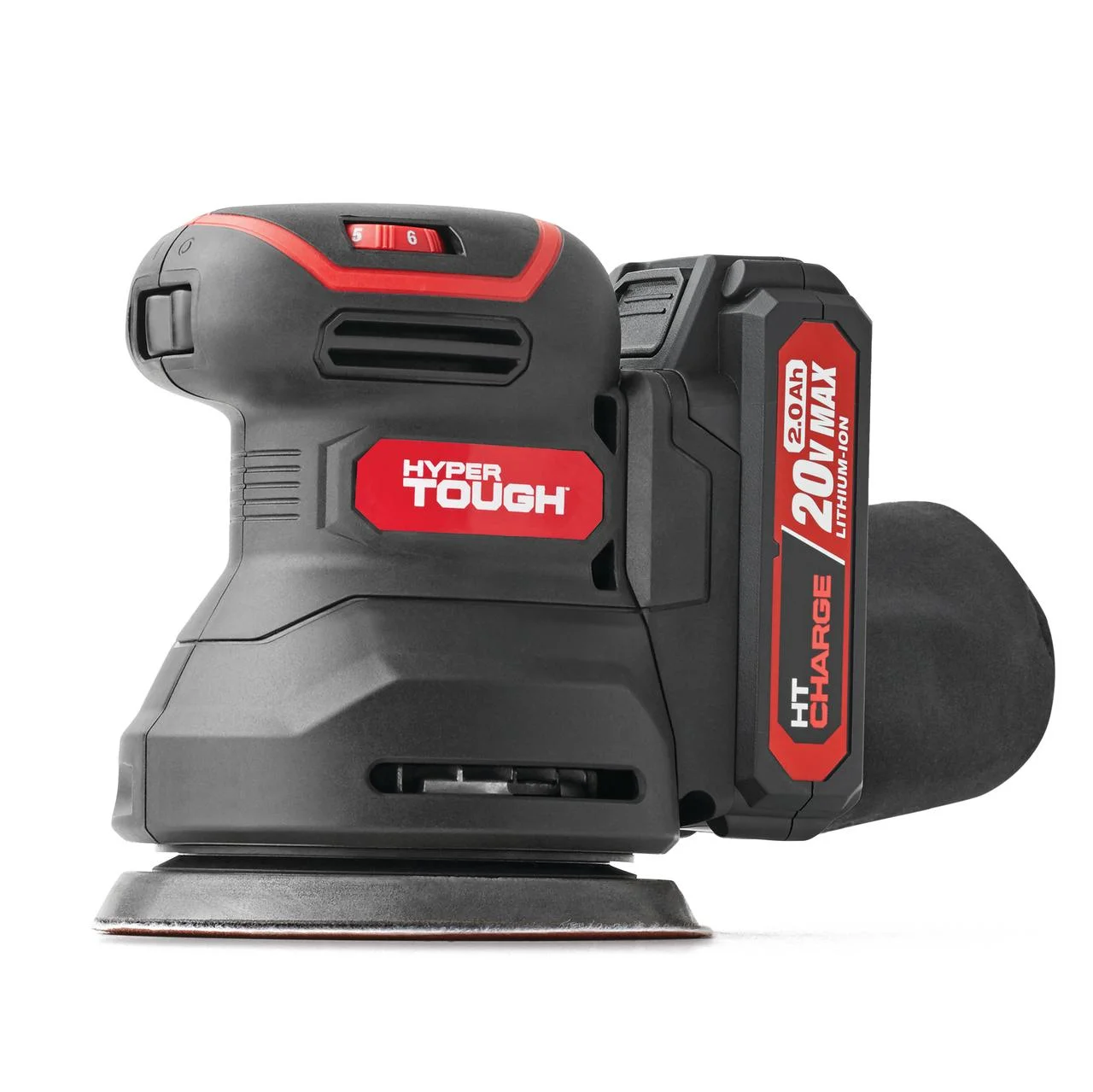 Hyper Tough 20V 2.0Ah Battery Powered 5-inch Cordless Random Orbital Sander, 6604.3 - Inhomebuy