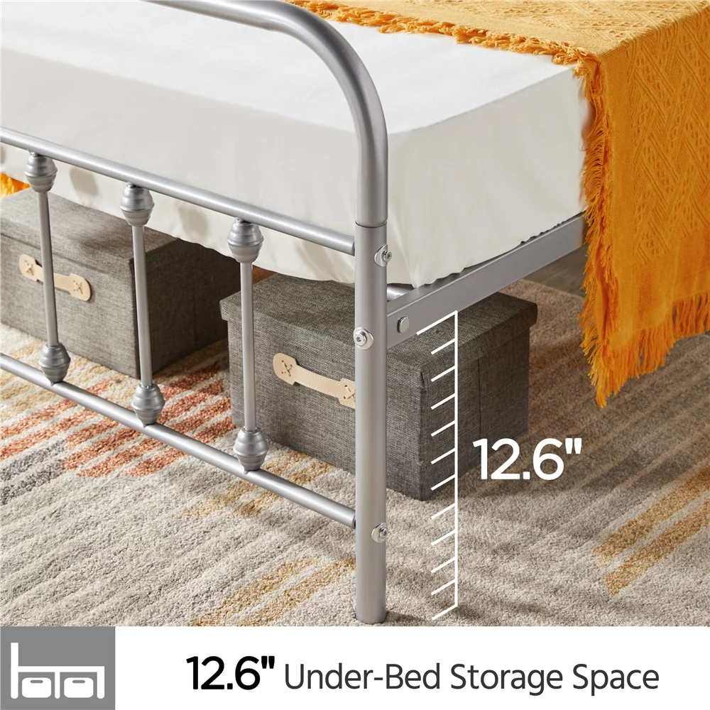 Alden Design Metal Platform Queen Bed with High Headboard, Black - Inhomebuy