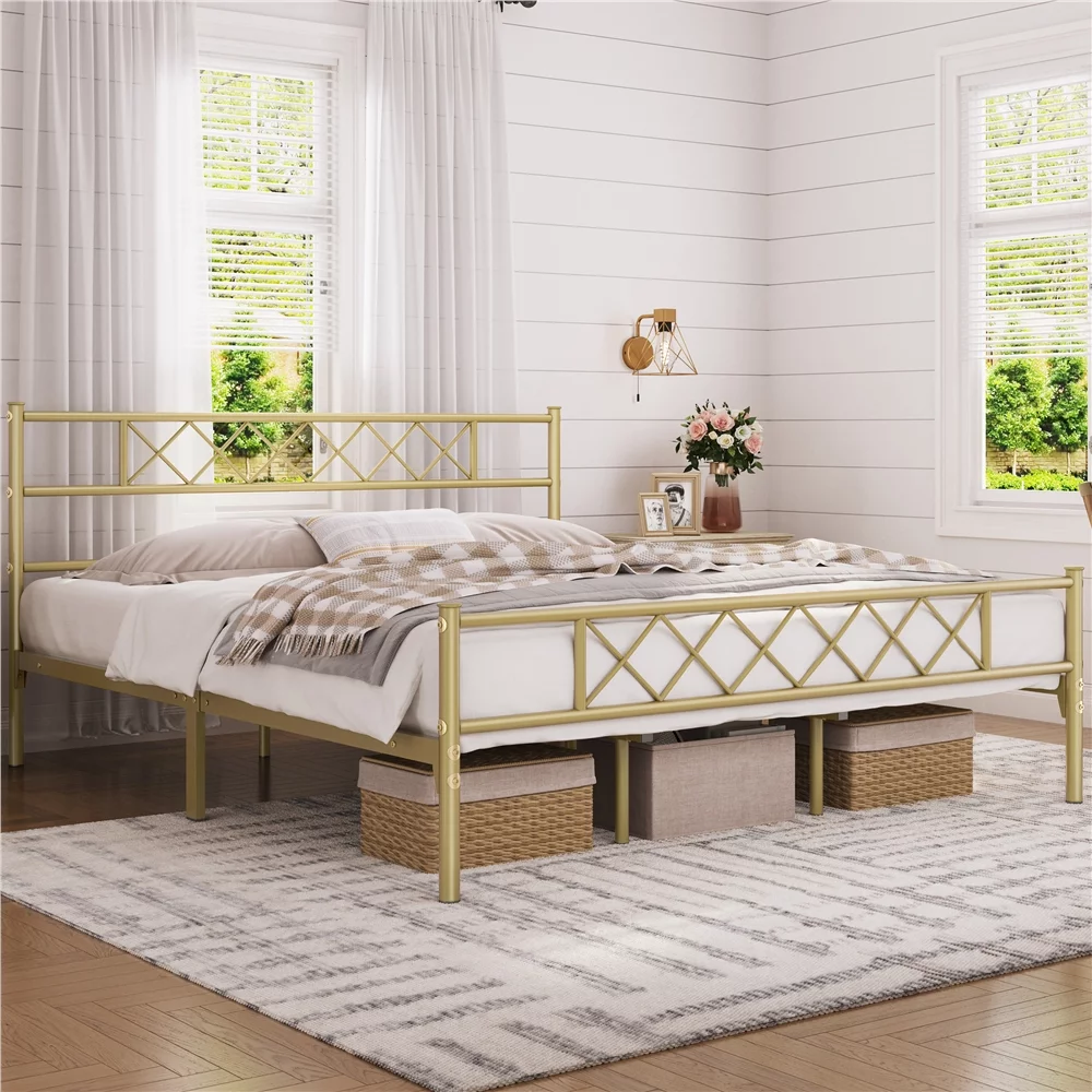 Yaheetech Metal Platform Bed Frame with Headboard and Footboard, Queen Size, Black - Inhomebuy