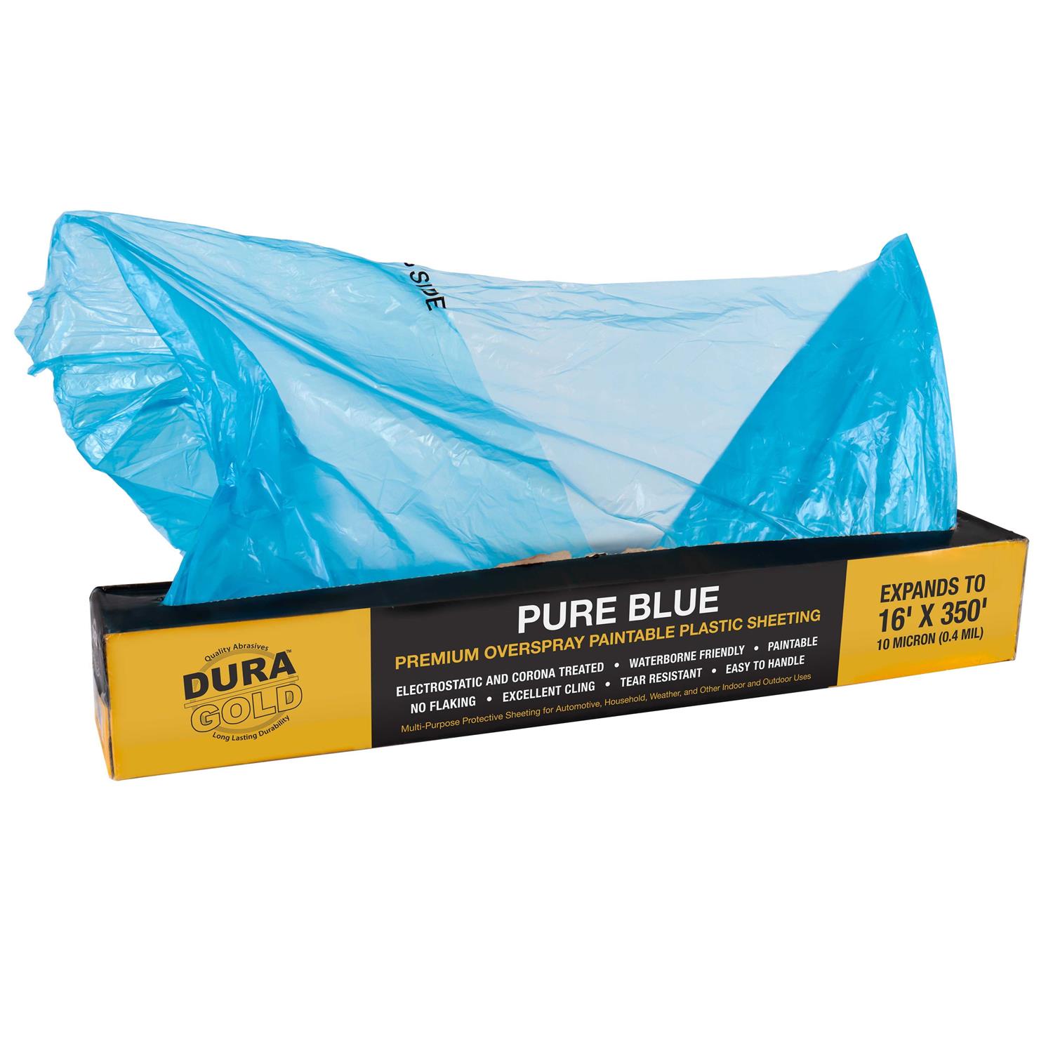 Dura-Gold Roll of Pure Blue Premium Overspray Paintable Plastic Sheeting - Inhomebuy