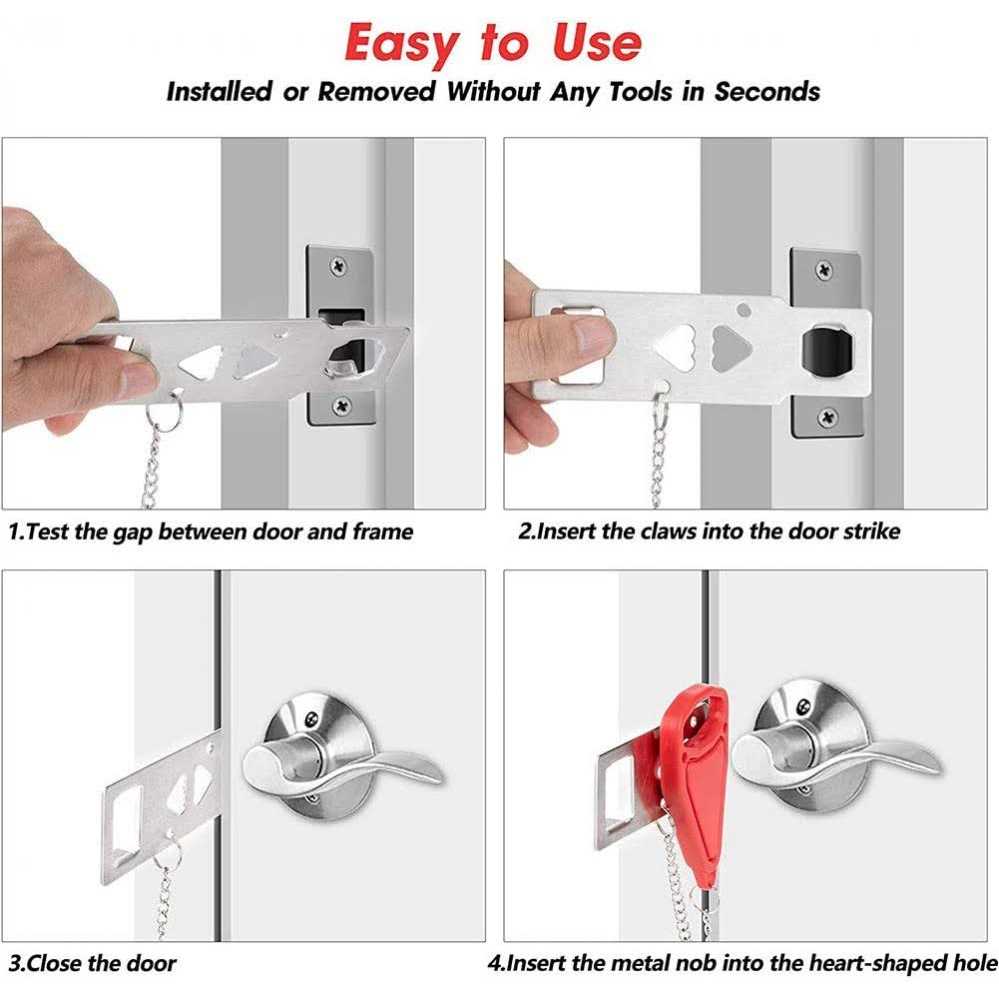 Portable Door Jammer for Travel Safety Anti-Slip Door Lock Stopper Security Device - Inhomebuy