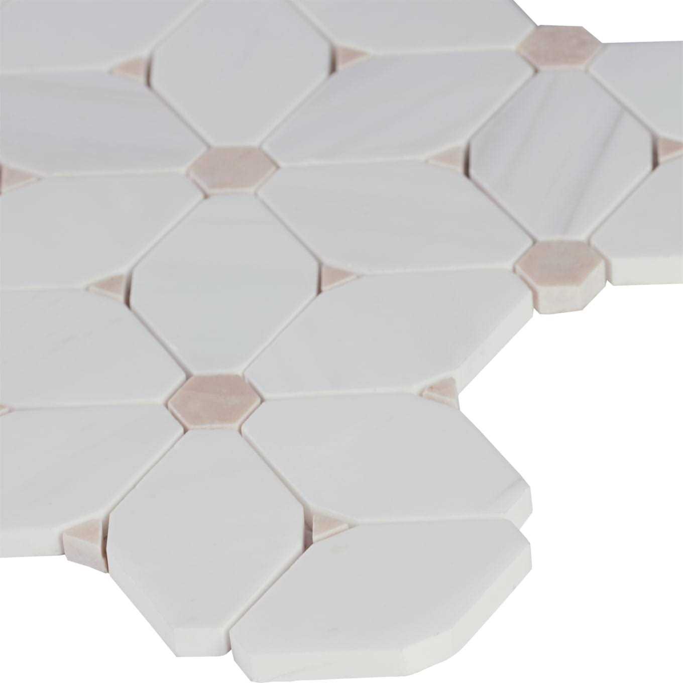 MSI Carrara White Hexagon 11.75 in. x 12 in. x 8mm Honed Marble Mesh-Mounted Mosaic Tile - Inhomebuy