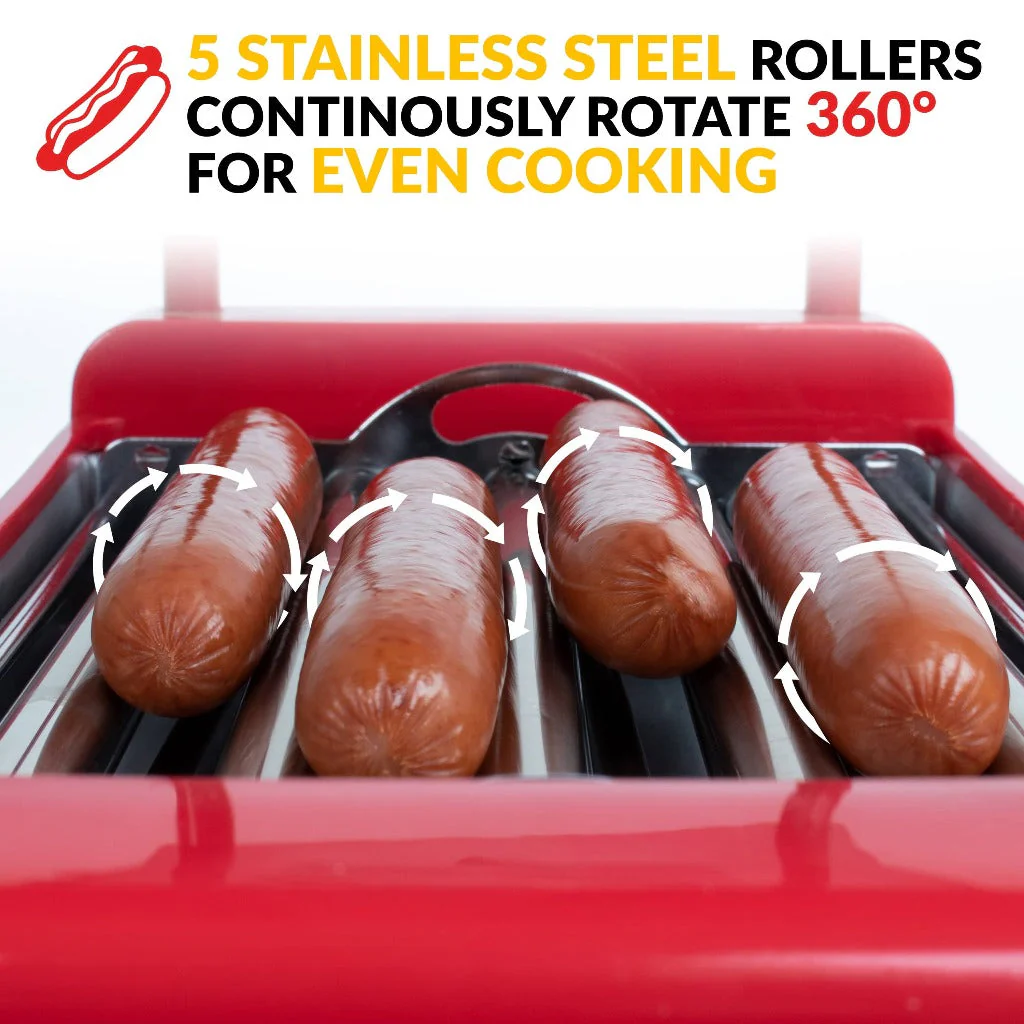 Hot Dog Roller and Bun Warmer, 8 Hot Dog and 6 Bun Capacity - Inhomebuy