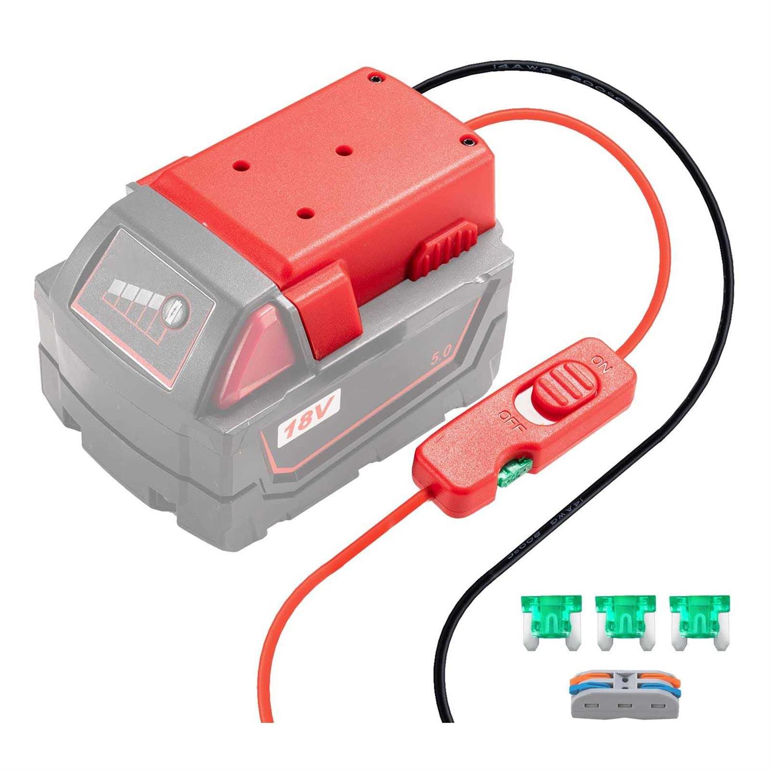 Upgraded M12 Battery Adapter for Milwaukee 12V Battery Adapter All-in-one Design of The Fuse and Switch Power Wheel Adapter for Milwaukee M12 - Inhomebuy