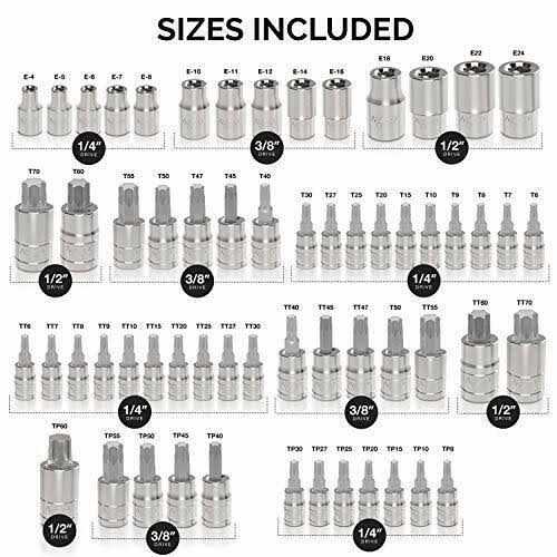 Neiko 10083A Master Torx Bit Socket and External Torx Socket Set, S2 and CrV Steel - Inhomebuy
