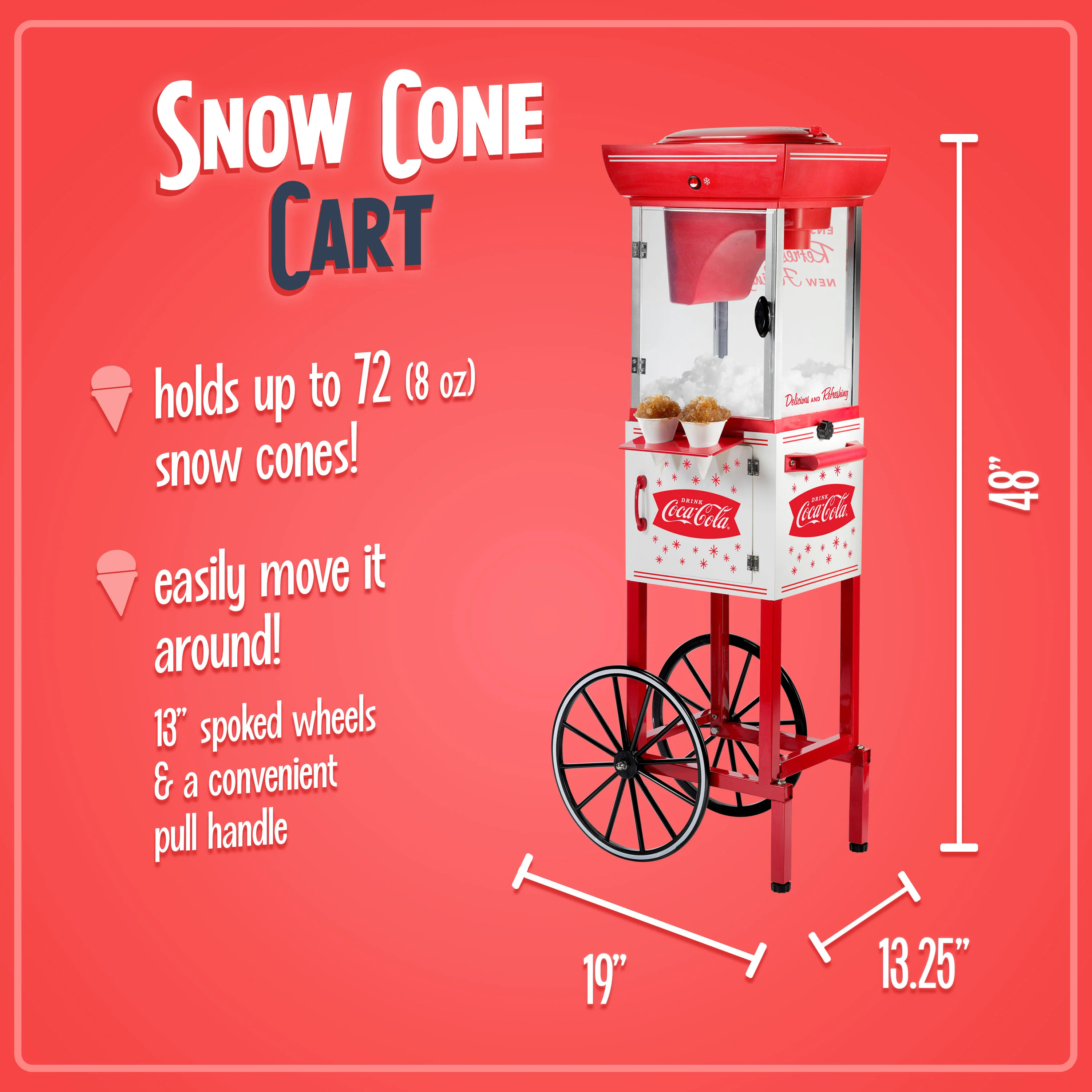 Coca-Cola 48-Inch Snow Cone Cart - Inhomebuy