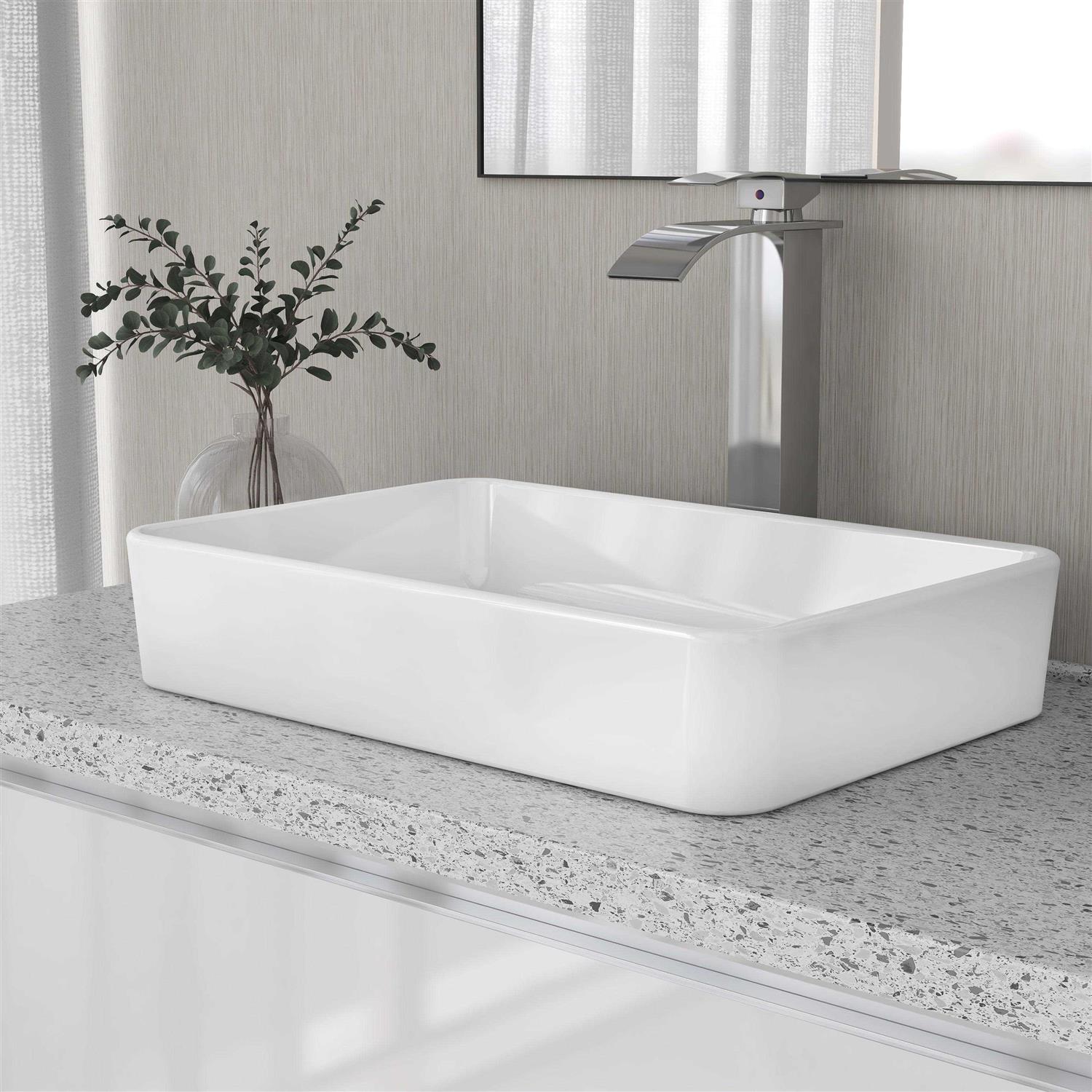 DeerValley DV-1V031 Ally 19 Ceramic Rectangular Bathroom Sink Vessel Sink Sink Finish - Inhomebuy