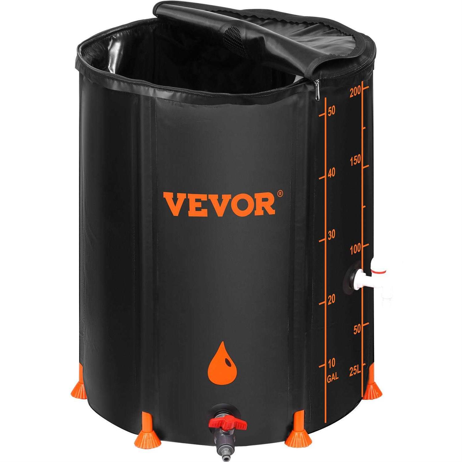 VEVOR Collapsible Rain Barrel Large Capacity PVC Rainwater Collection System Spigots and Overflow Kit Portable Water Tank - Inhomebuy