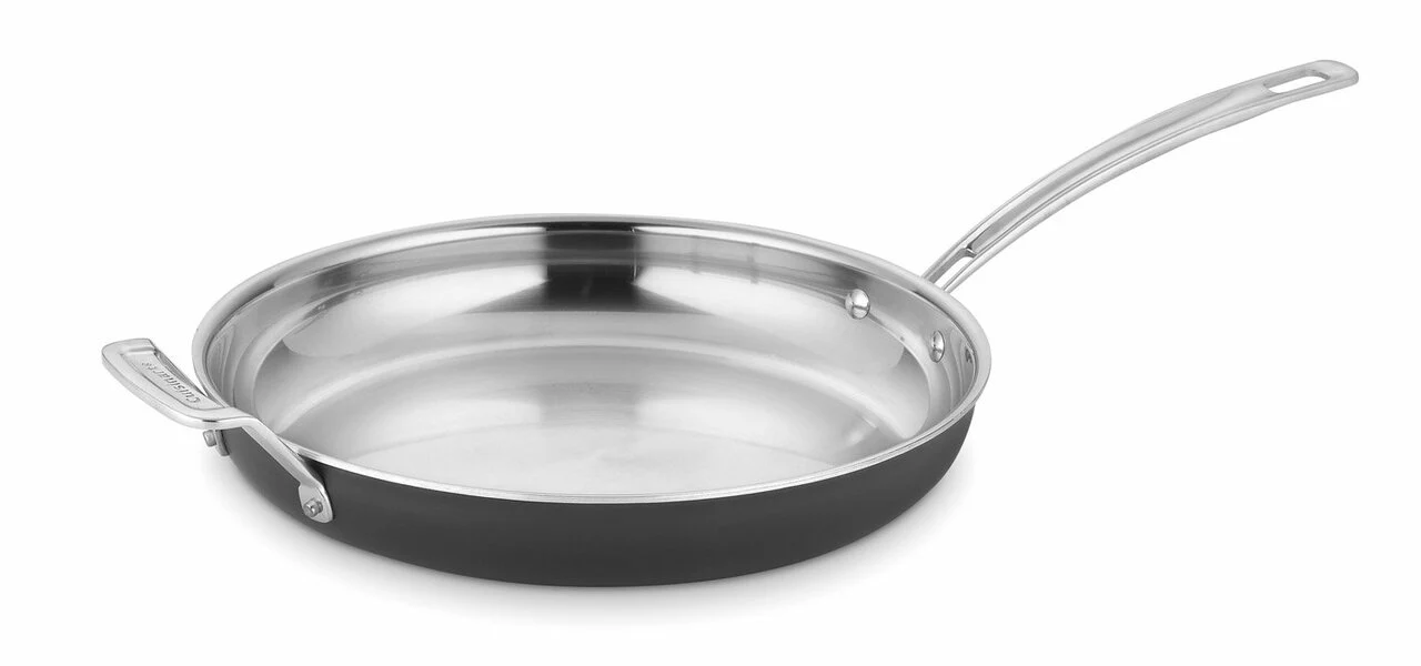 Cuisinart 12'' MultiClad Unlimited Skillet w/helpr | MCU22-30HN | outside anodized, inside s/s - Inhomebuy