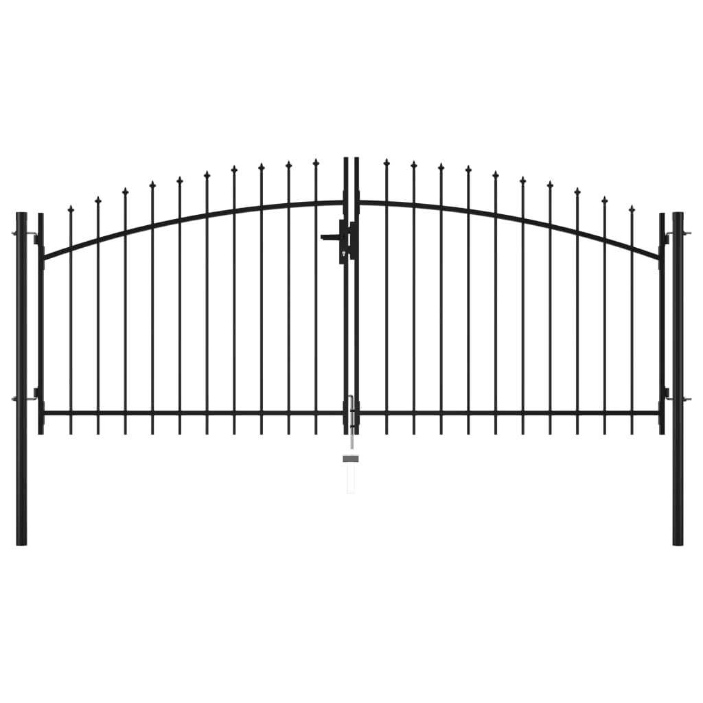 vidaXL Double Door Fence Gate with Spear Top - Inhomebuy
