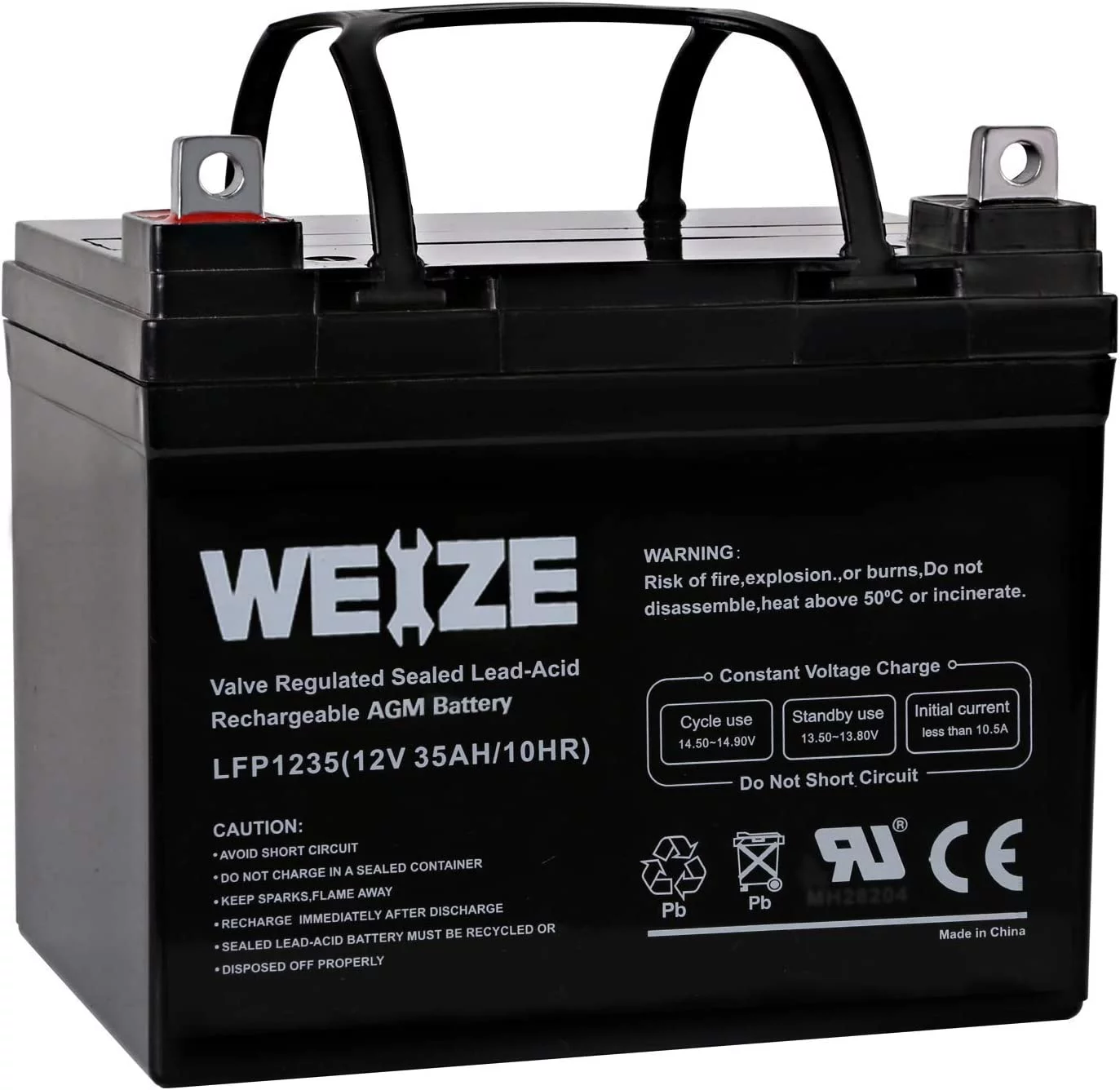 Weize 12V 35AH Sealed Lead Acid Rechargeable Deep Cycle SLA AGM Battery - Inhomebuy
