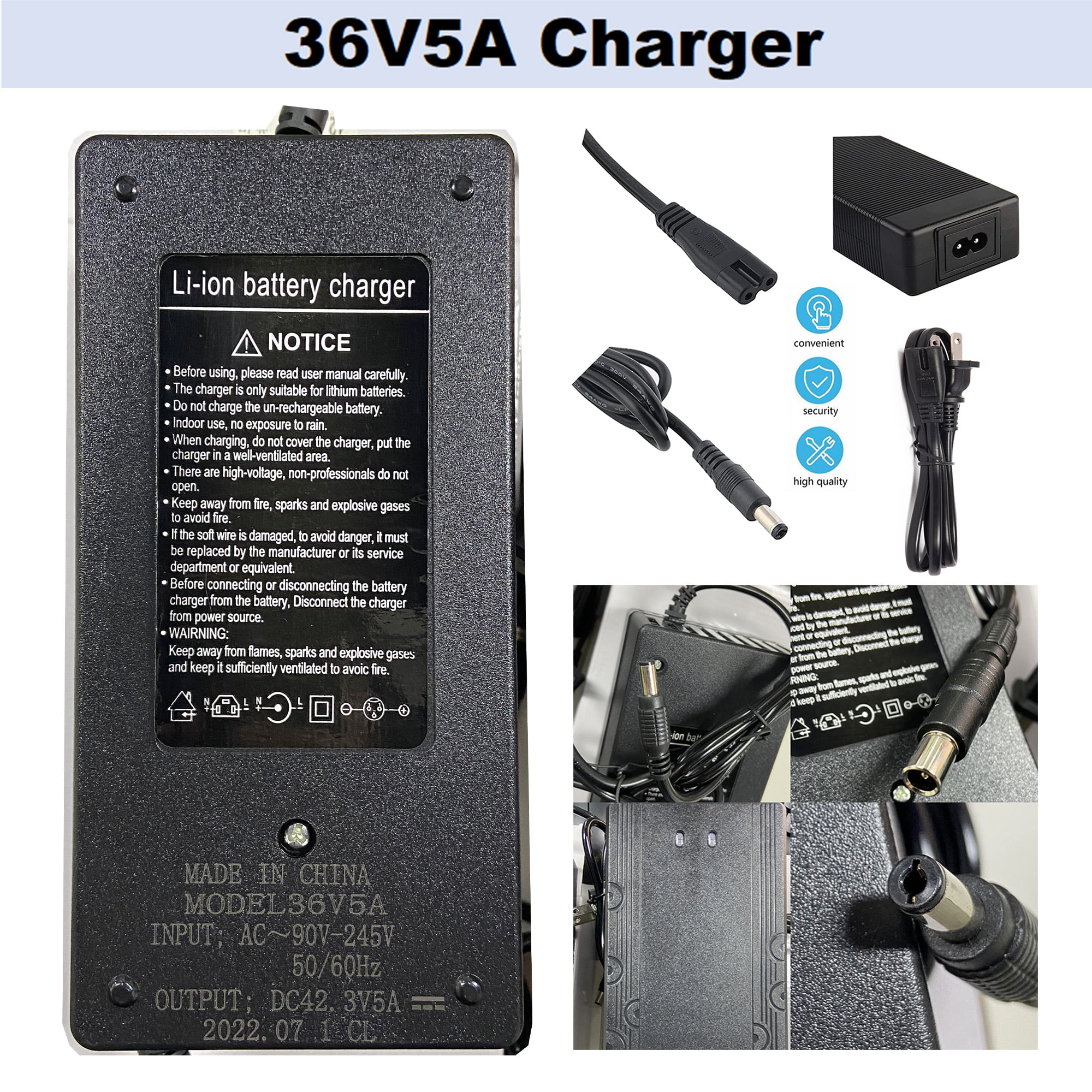 Ebike Battery 36V 10Ah Lithium Battery with 5A Fast Charger for 750W Electric Bicycle - Inhomebuy