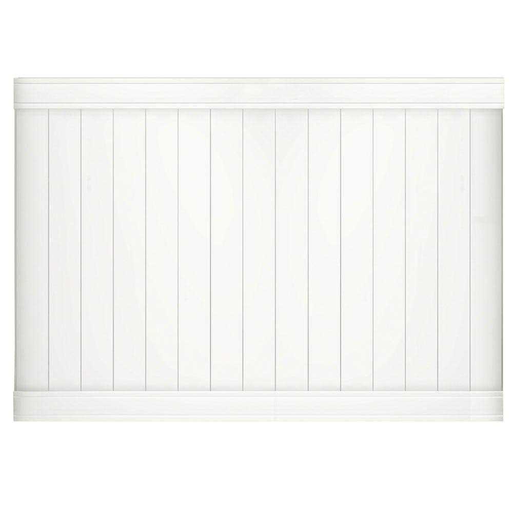Outdoor Essentials Pro-Series 6 ft. H x 8 ft. W Tan Vinyl Woodbridge Privacy Fence Panel - Inhomebuy