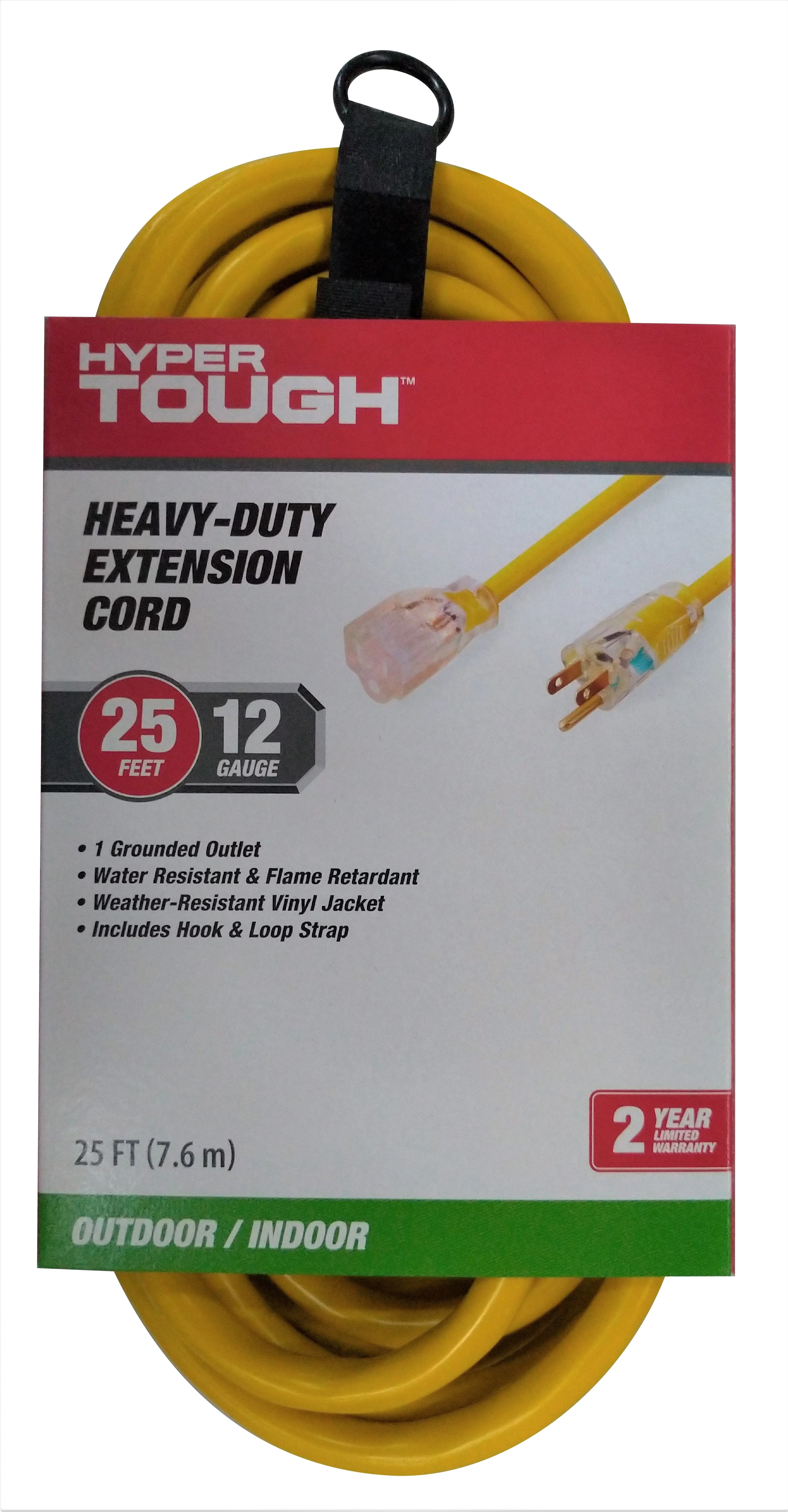 Hyper Tough 12AWGX3C 100ft Indoor and Outdoor Heavy Duty Yellow Vinyl Extension Cord - Inhomebuy