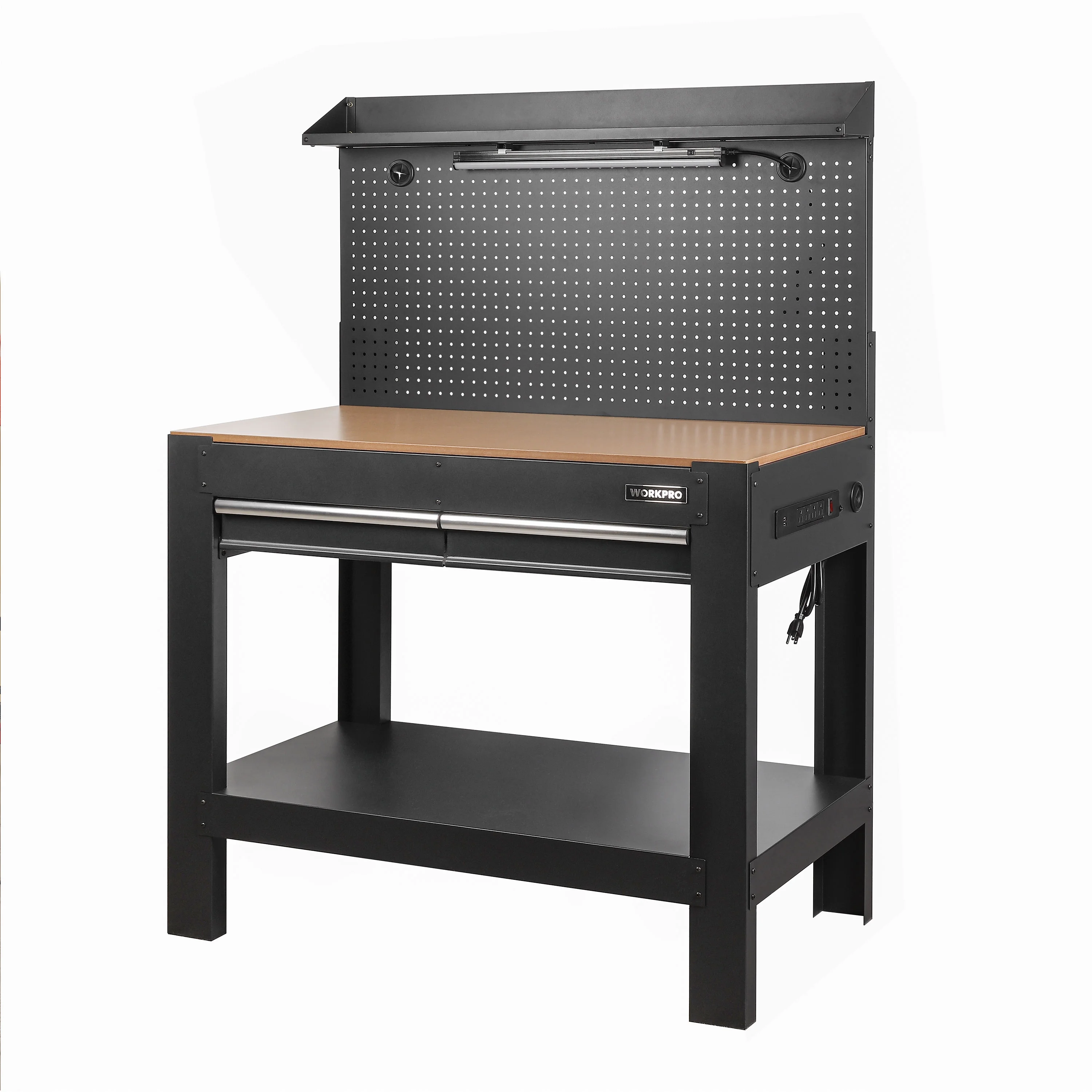 Workpro 45-in Multipurpose Workbench with LED Light & Power Strip, Steel - Inhomebuy