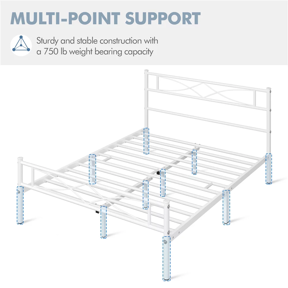 Topeakmart Metal Twin Bed Frame with Curved Design Headboard and Footboard, Black - Inhomebuy