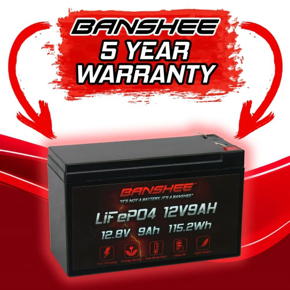 12 Volt 9AH Deep Cycle Rechargeable Lithium ion Battery Perfect for Replace UPS System Fish Finder Battery Maintenance-Free Built in BMS - Inhomebuy