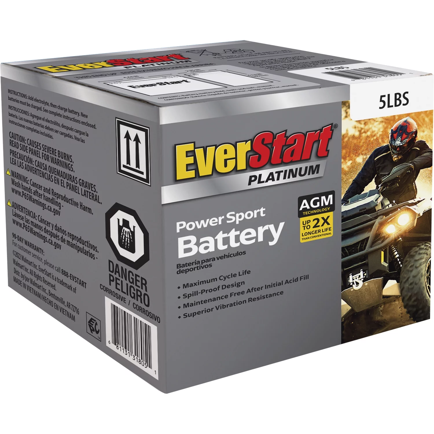 EverStart AGM PowerSport Battery, Group Size 5LBS 12 Volt, 70 CCA - Inhomebuy