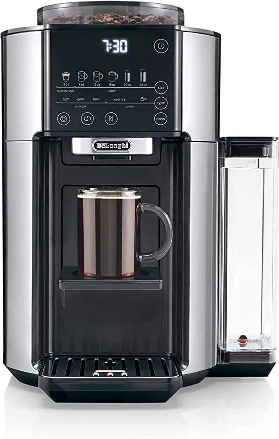 DeLonghi TrueBrew Drip Coffee Maker with built in grinder: Single Serve, 8 oz to 24 oz, Hot or Iced Coffee | CAM51025MB - Inhomebuy