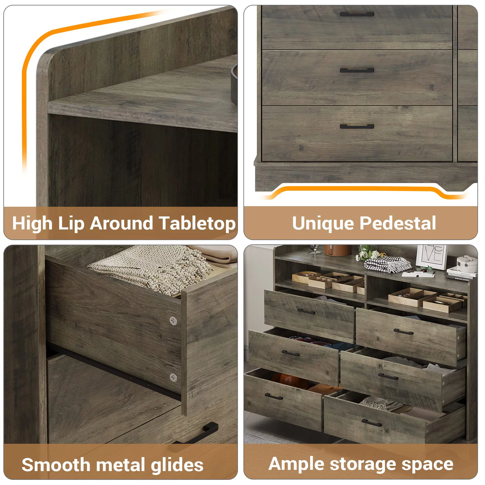 AOGLLATI Black 6 Drawers Dresser, Modern Storage Tower Dressers & Chests of Drawers and Open Cubby, Large Clothing Organizer for Bedroom - Inhomebuy