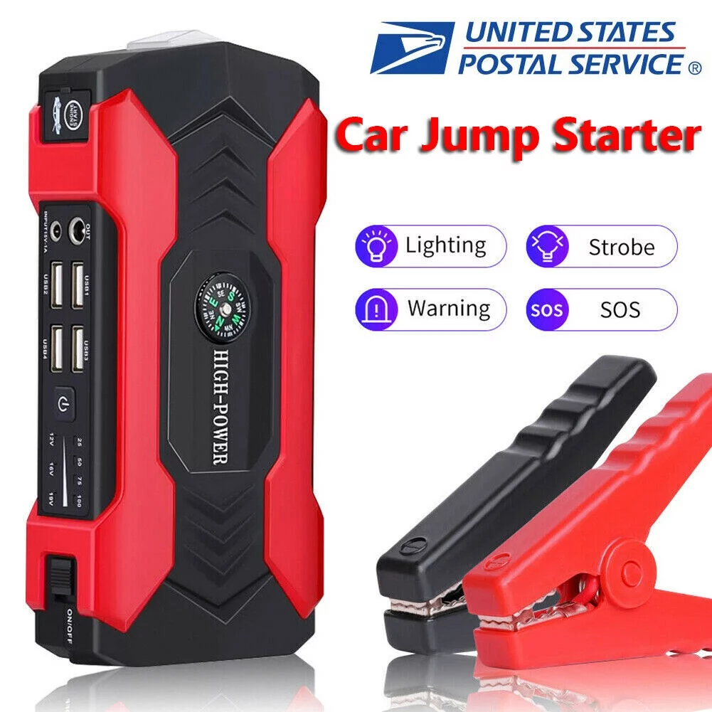 Multi-functional Car Battery Jump Starter 99800mAh Portable Charger Power Bank for Cell Phone, 4 USB Ports, LED Flashlight, Emergency 12V Auto Jump Starter Power Pack USA - Inhomebuy