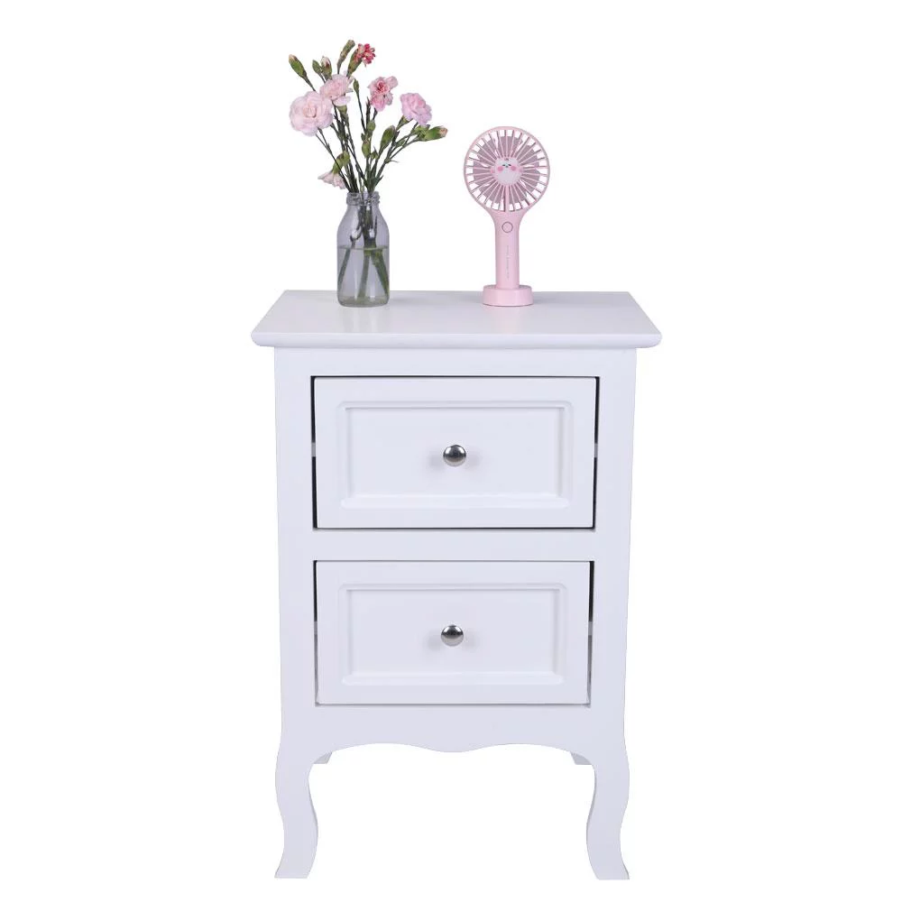 UBesGoo Nightstand End Table with 2 Drawer,White Finish - Inhomebuy