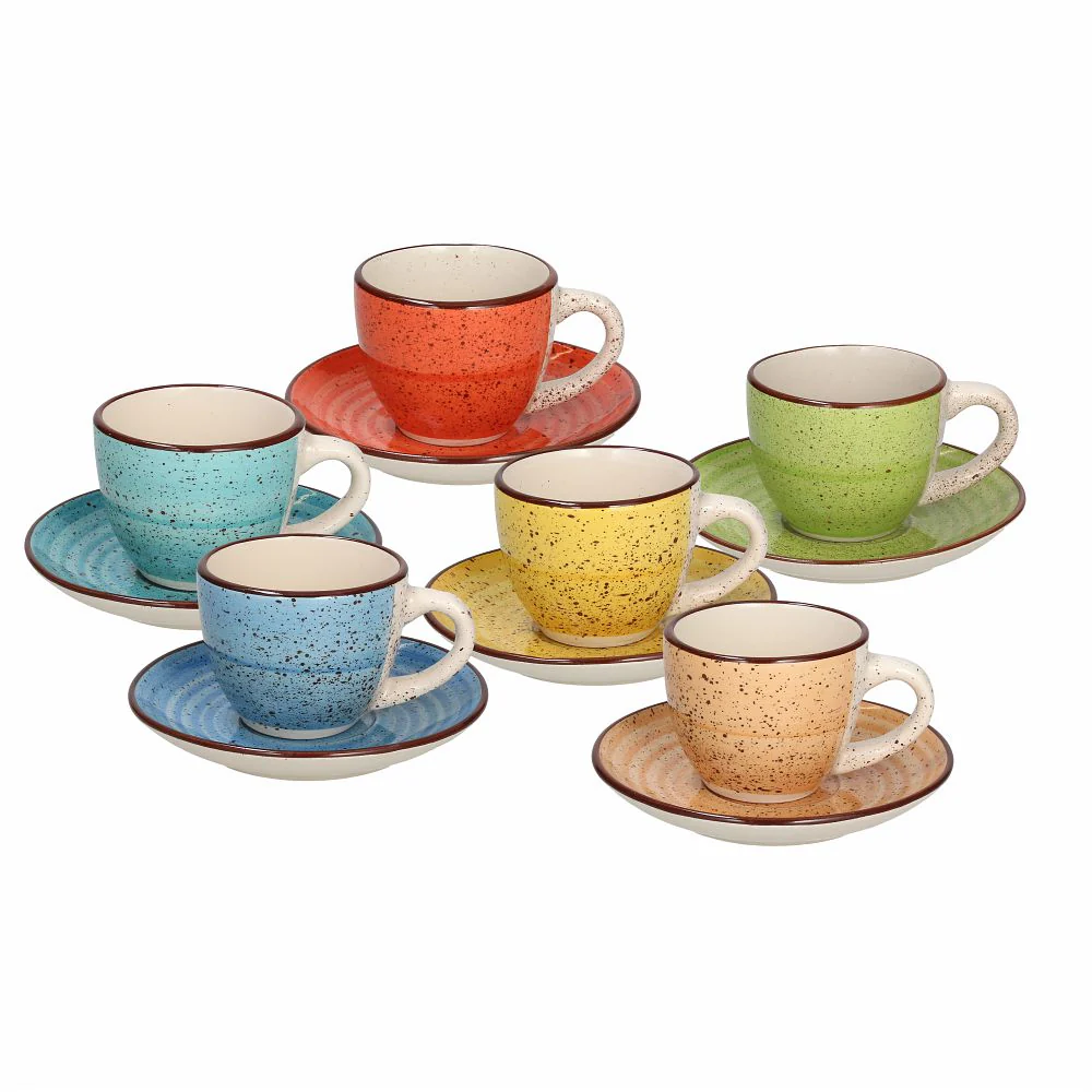Art & Pepper Multicolor Pack 6pcs Coffee Cups with Saucer - Inhomebuy