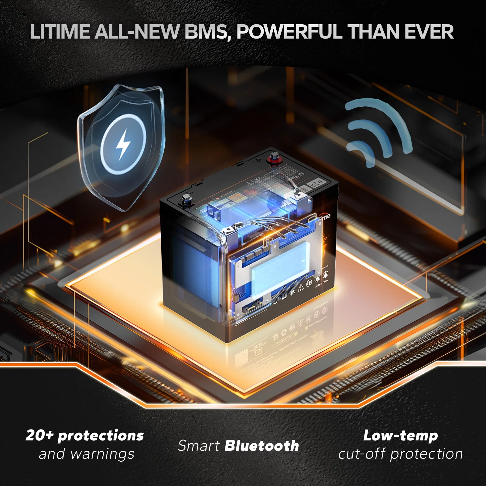 LiTime 12V 100Ah Group 24 Bluetooth LiFePO4 Lithium Deep Cycle Battery Low-Temp Cut-Off 100A BMS 1280Wh Energy - Inhomebuy