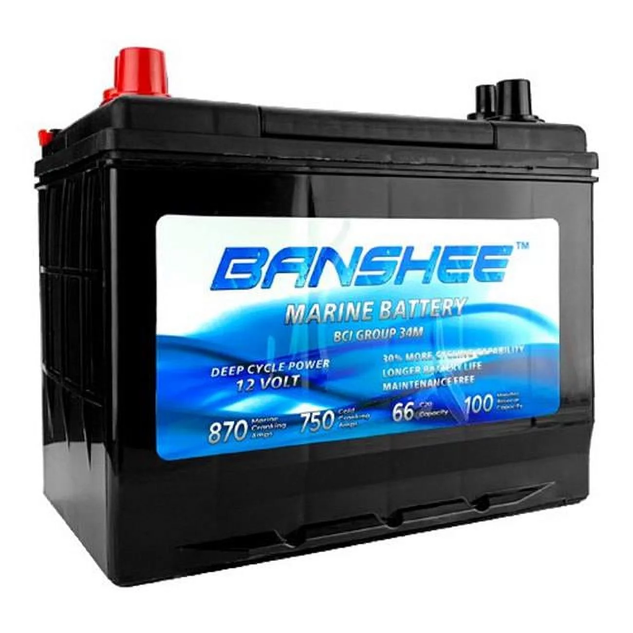 Banshee  Deep Cycle Marine Battery for Replacement 34M, 8016-103 & SC34DM - Group Size 34 - Inhomebuy
