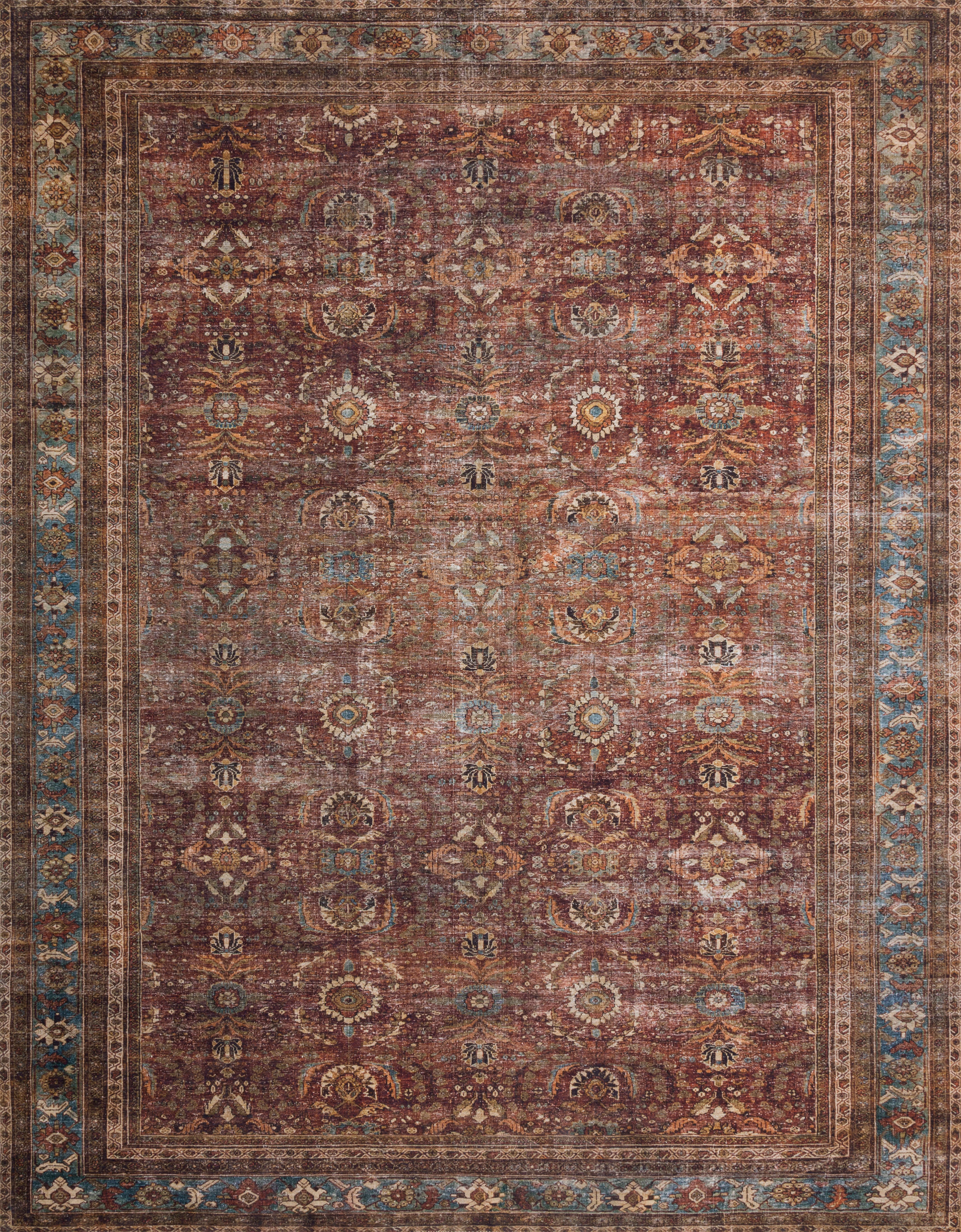 Loloi II Layla Collection Rug in Brick, Blue - 3'6