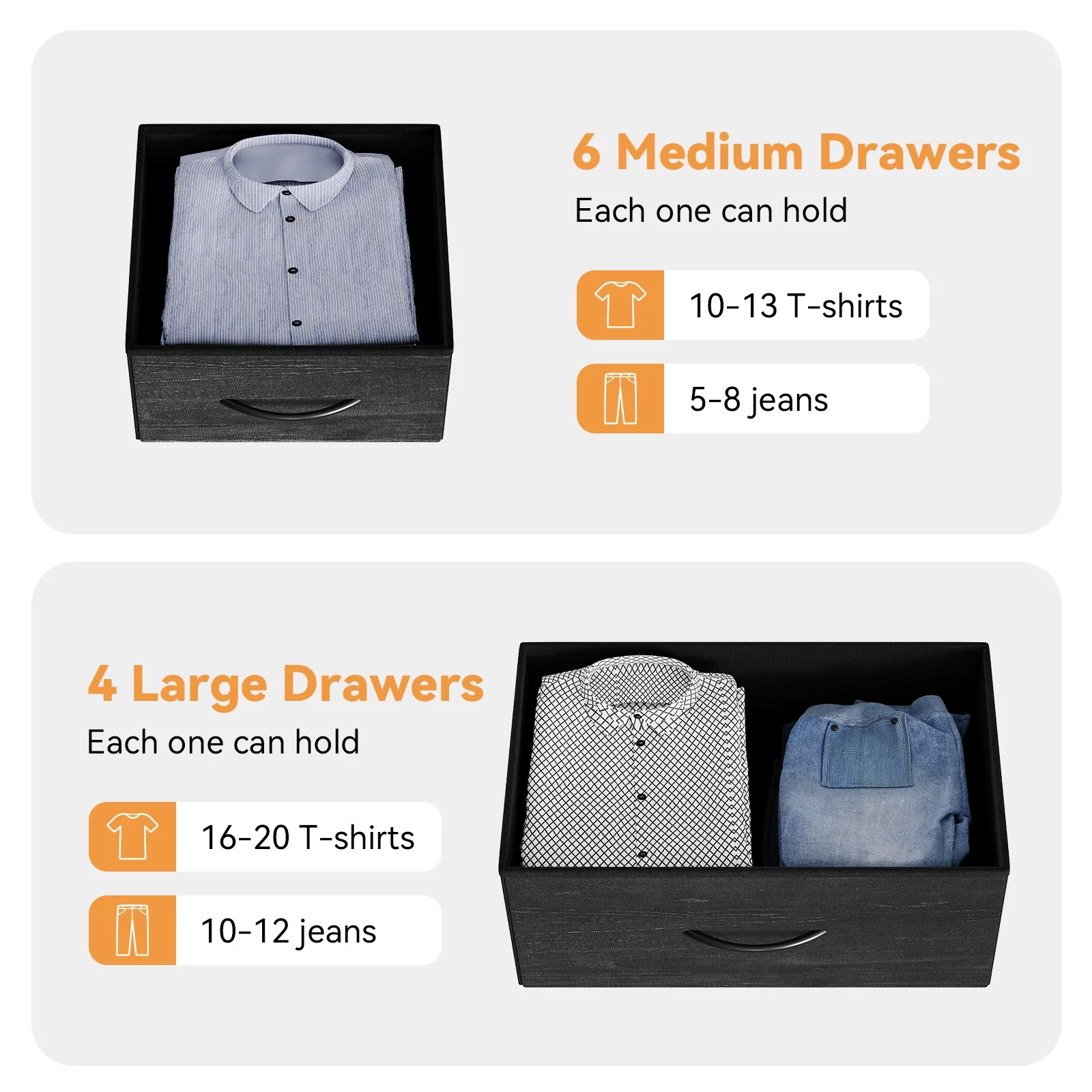 Zzistar 10 Drawers Dresser, Wood Top Dresser Chests of Drawers Storage Organizer Unit with Fabric Drawer - Inhomebuy