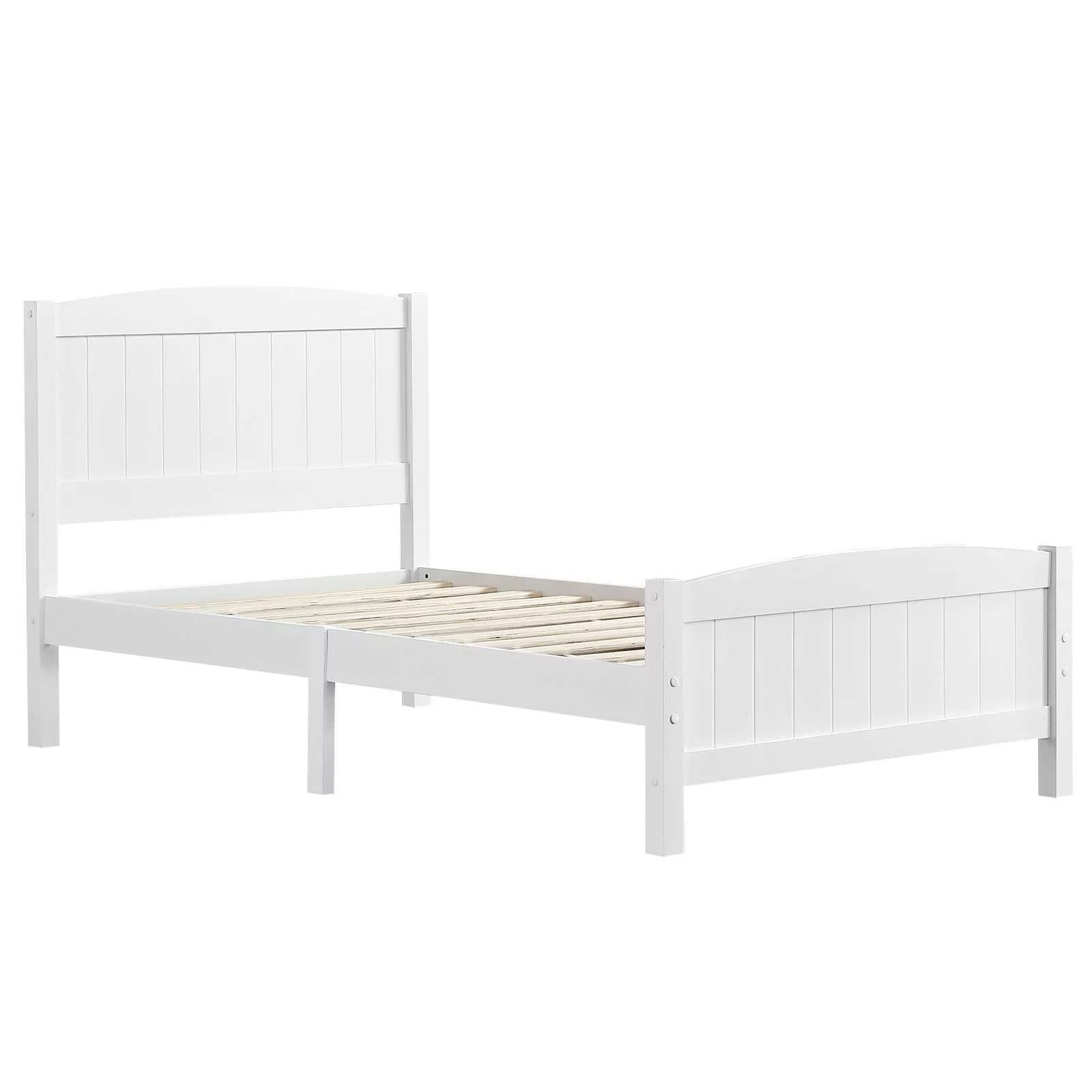 Zimtown Queen Bed Frame,Solid Pine Wood Kids Twin Platform Bed Frame, Bedroom Queen Bed with Headboard for Adults, White - Inhomebuy