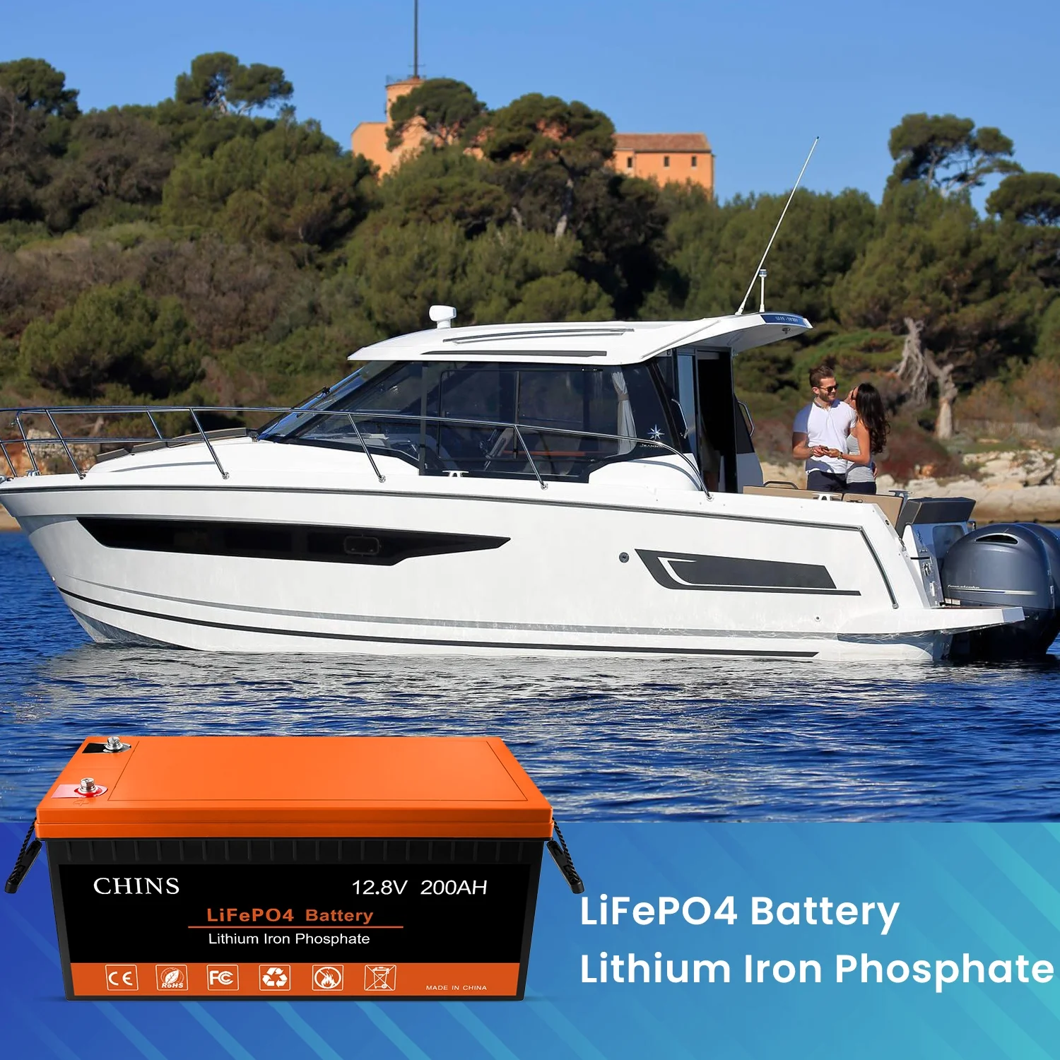 CHINS LiFePO4 12V 200AH Lithium Iron Battery Built-in 100A BMS for Home Energy Storage - Inhomebuy