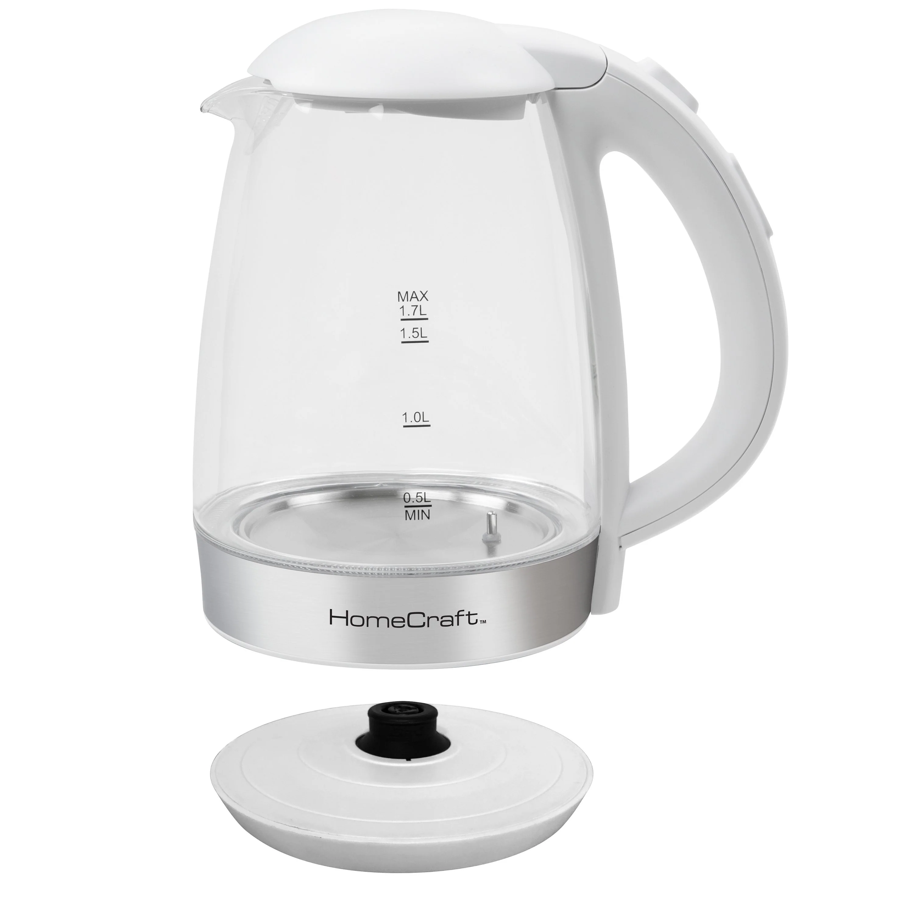 HomeCraft 1.7L Electric One-Touch Control Glass Kettle - Inhomebuy