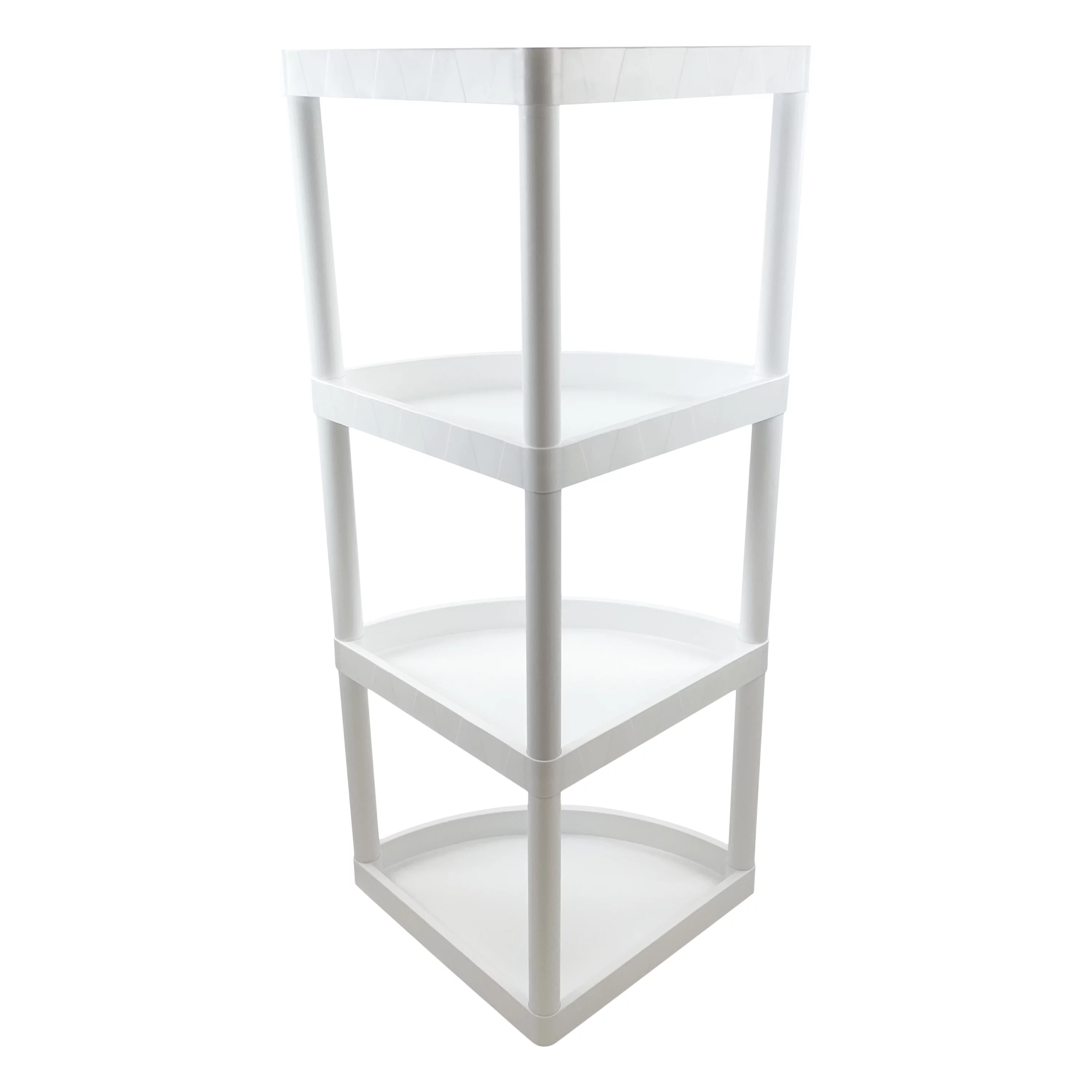 Hyper Tough 4 Tier Plastic Storage Corner Shelf, 20 lb per Shelf Capacity, White, Adult - Inhomebuy