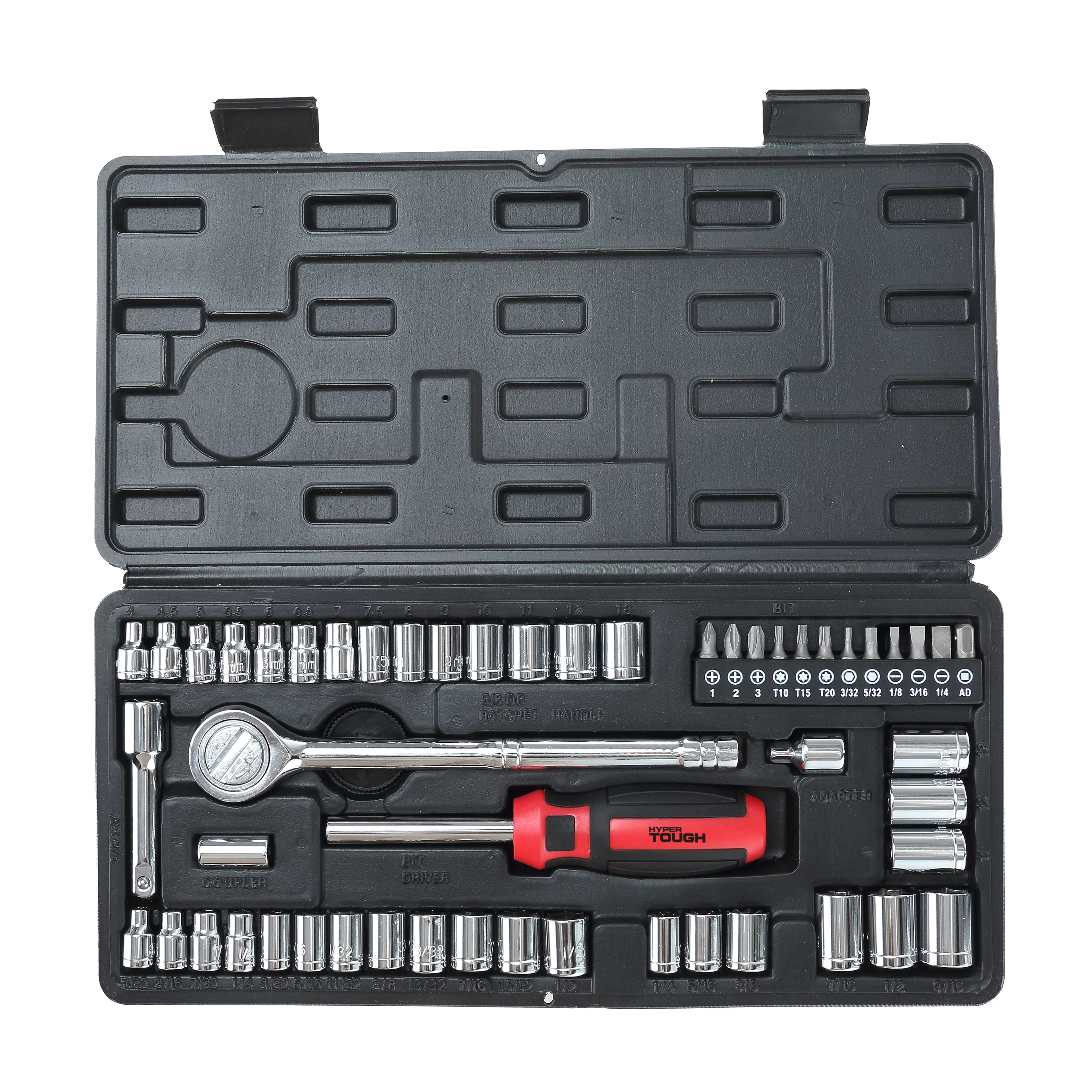 Hyper Tough 54 Piece 1/4 and 3/8 inch Drive Socket Set - Inhomebuy