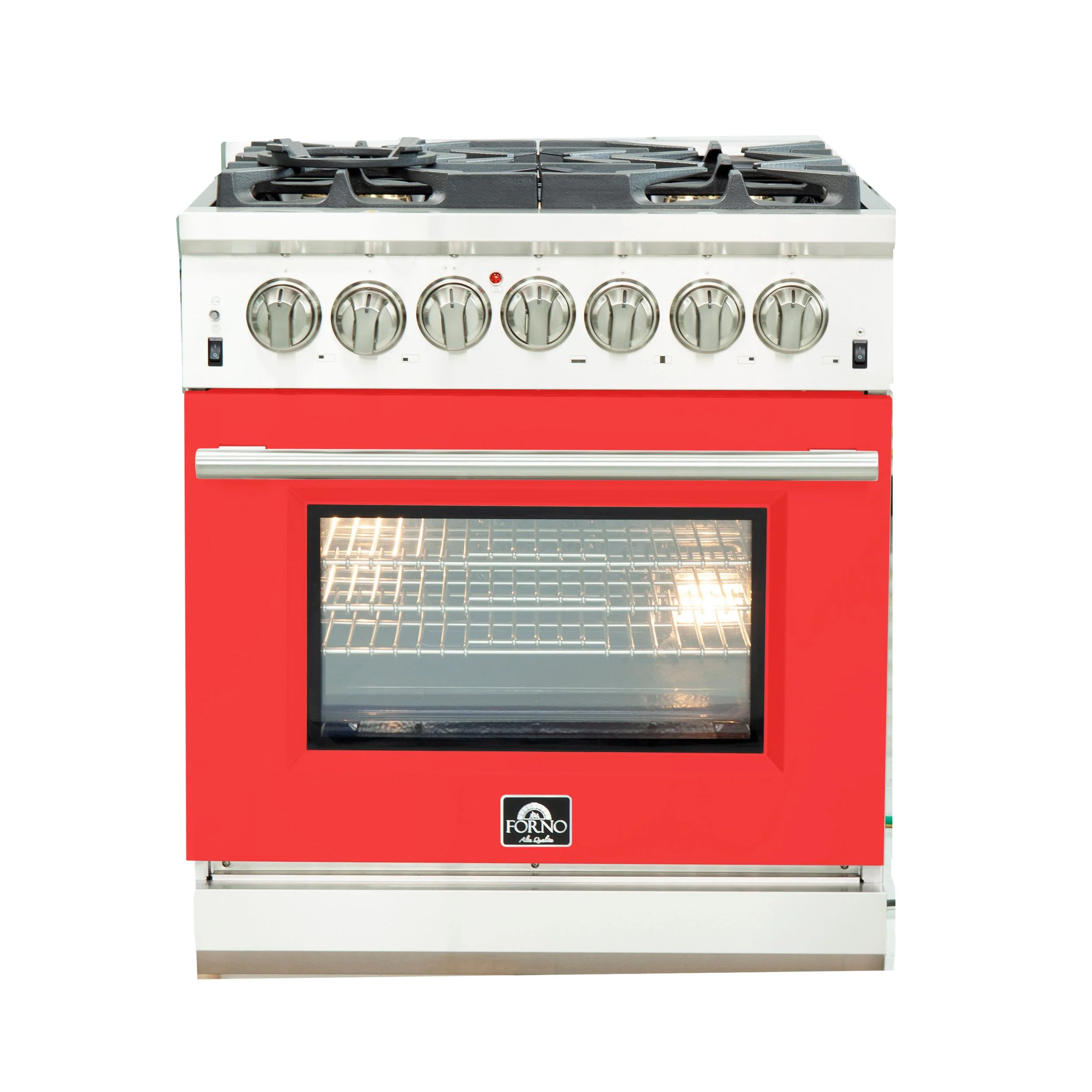 Forno 30 Inch Professional Freestanding Dual Fuel Range in Red, FFSGS6187-30RED - Inhomebuy