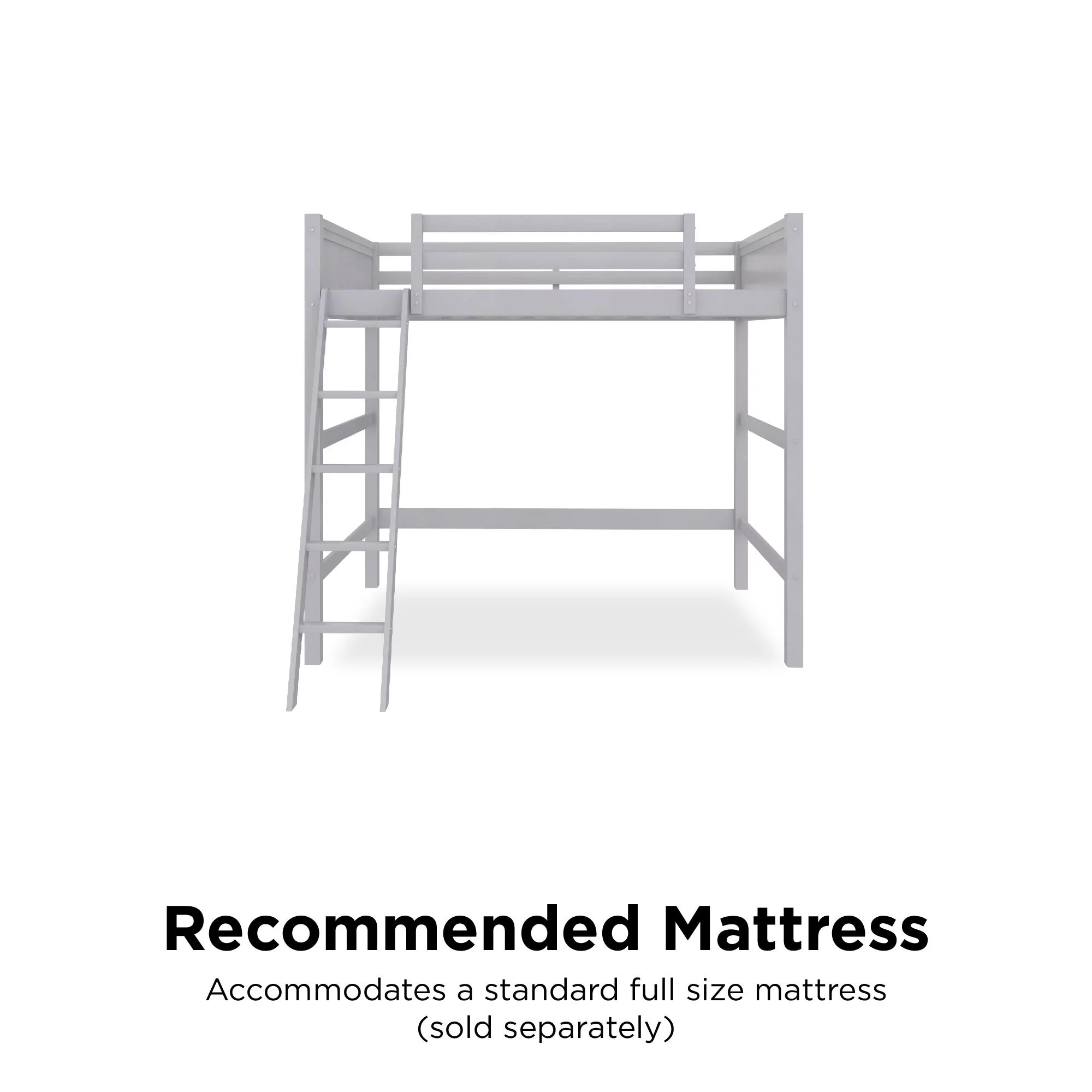 Your Zone Kiarah Full Size Loft Bed with Ladder, Black - Inhomebuy