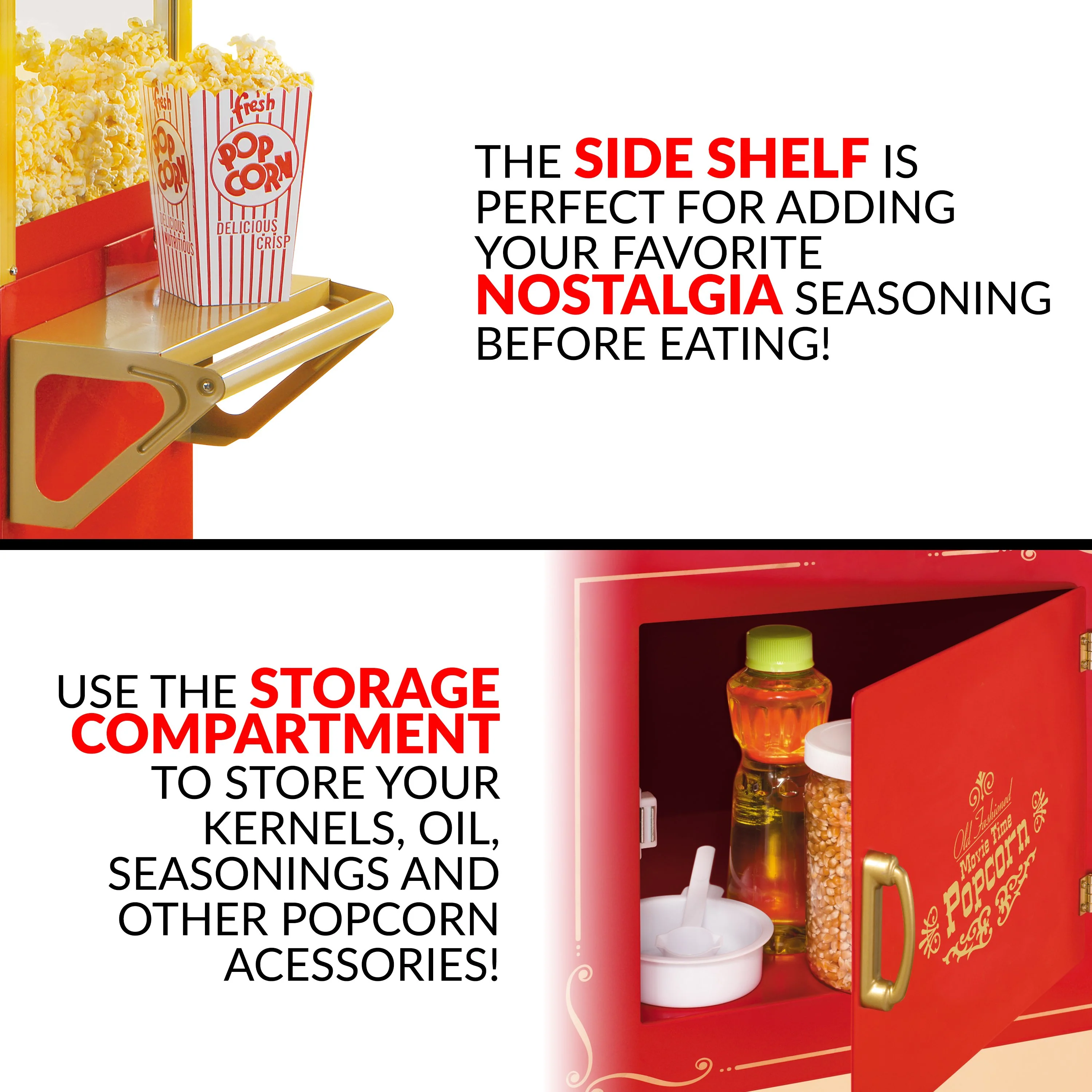 Vintage Professional Popcorn Cart - NEW 8-Ounce Kettle - 53 Inches Tall - Inhomebuy