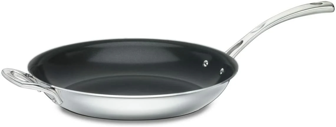 Cuisinart 12'' Skillet Tri-Ply non-stick w/helper | FCT22-30HNS - Inhomebuy