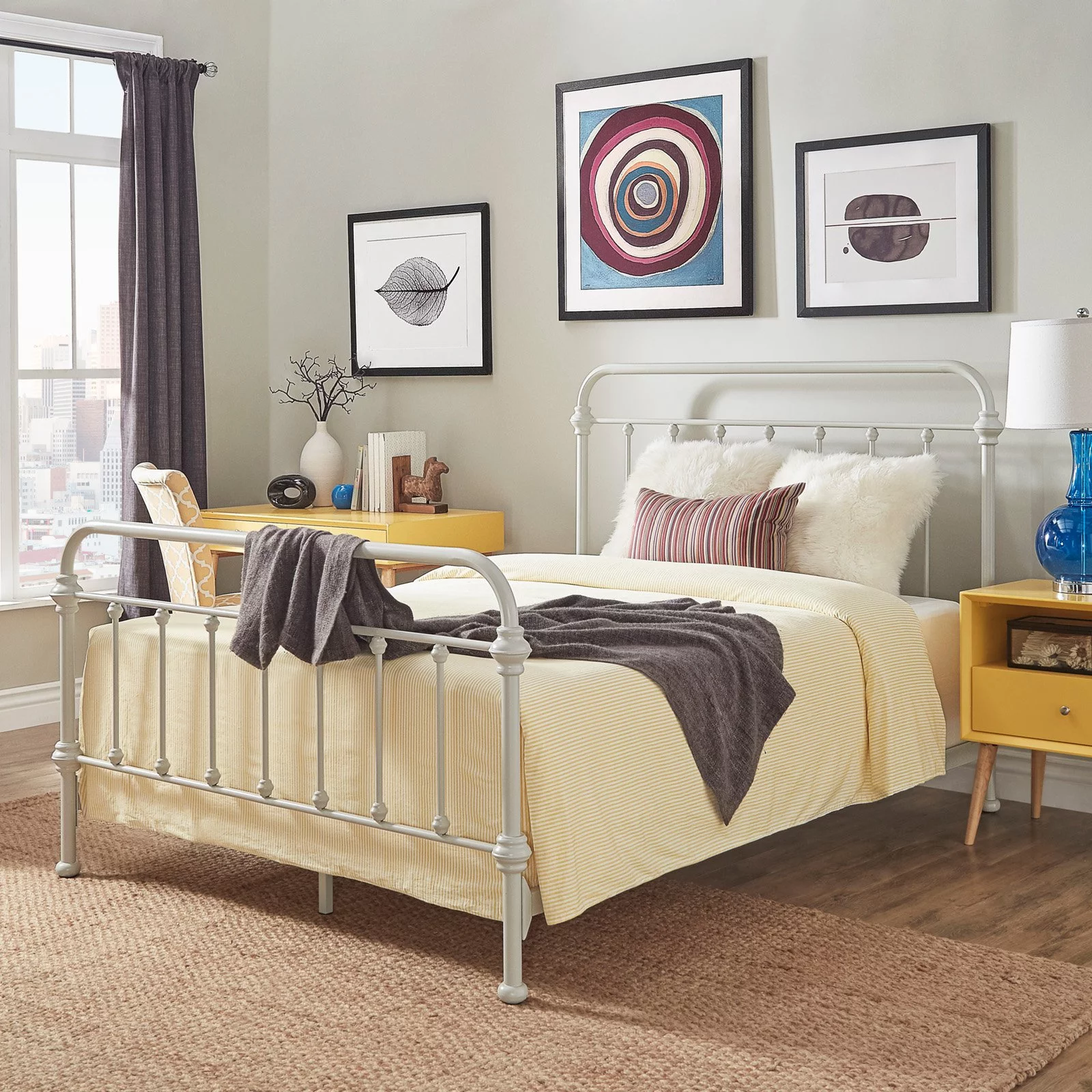 Weston Home Nottingham Metal Twin Bed, Blue Steel - Inhomebuy